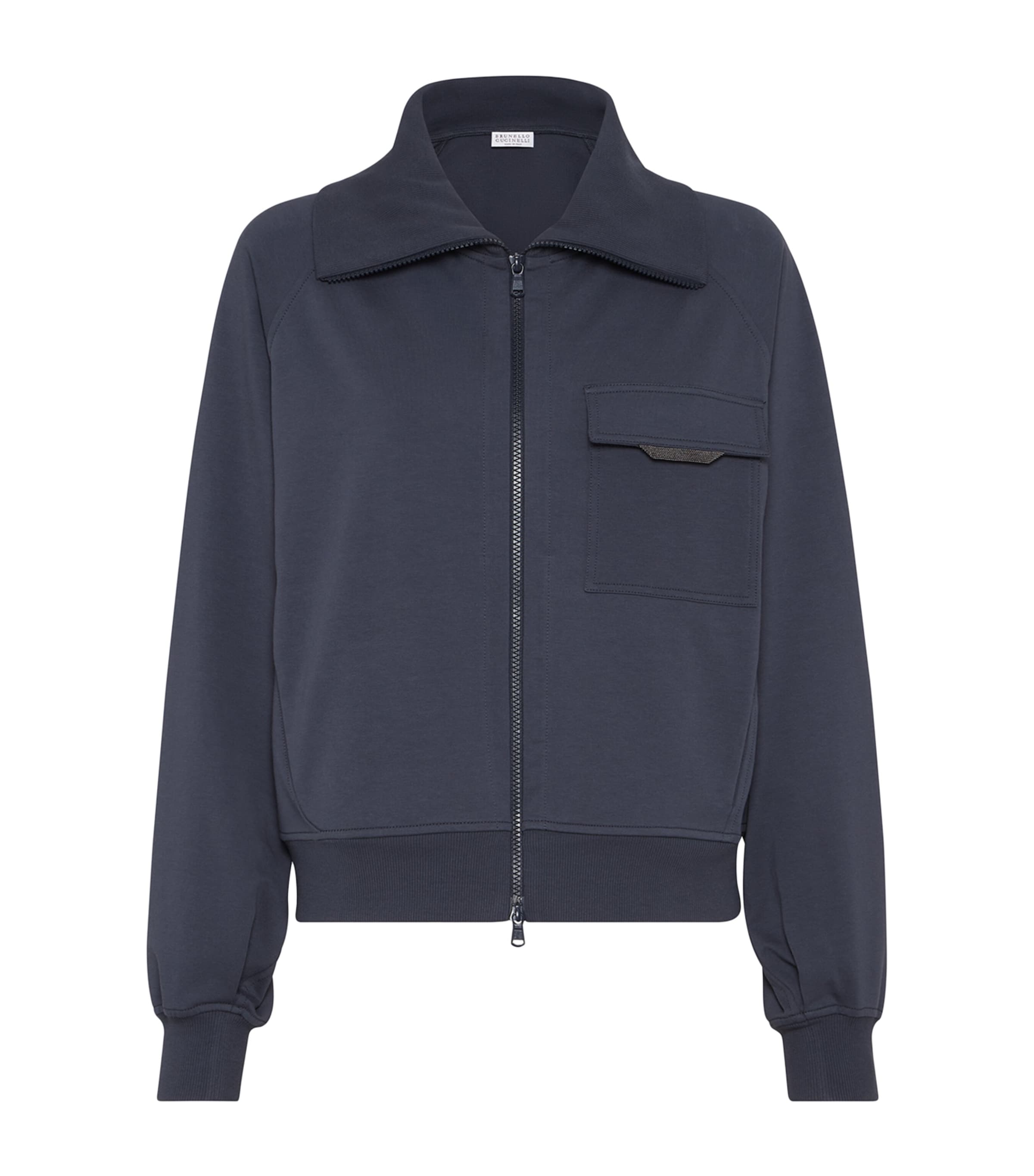 Stretch-Cotton Monili-Tab Cardigan