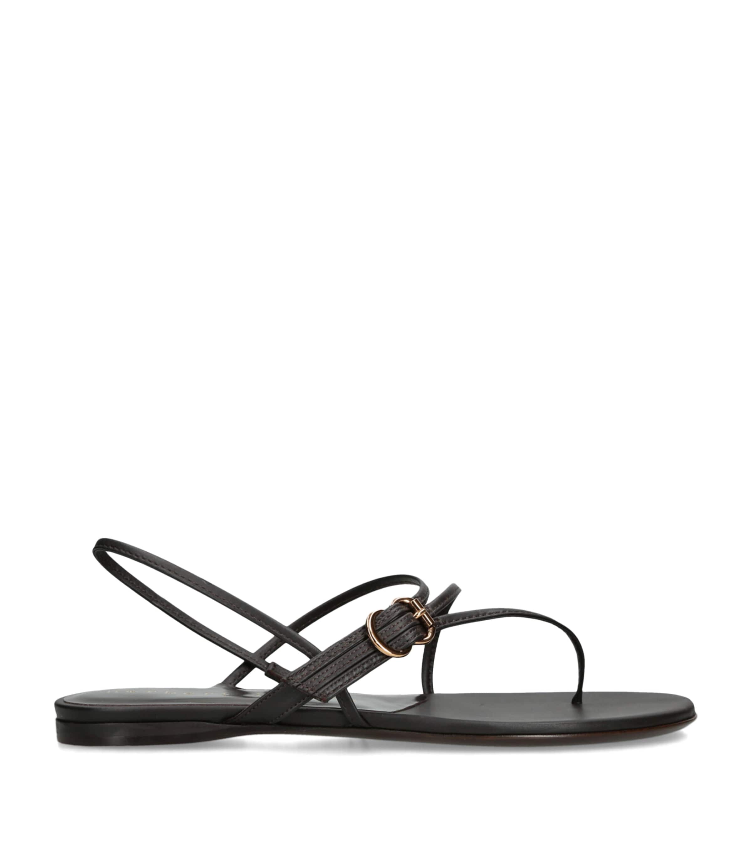 Herbert Levine Leather Starry Eyed Flat Sandals Dark Brown