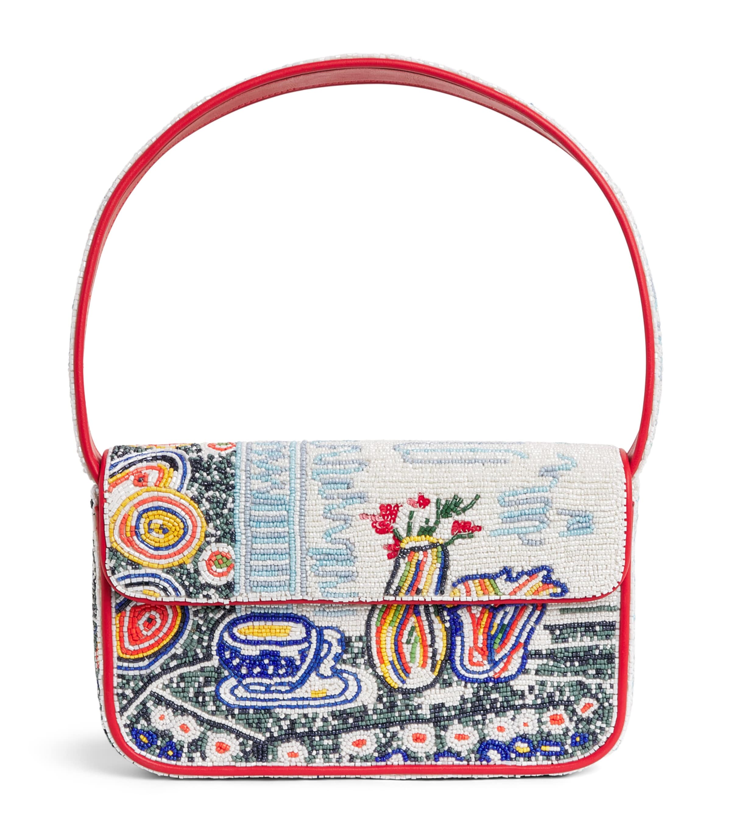STAUD Beaded Tommy Shoulder Bag Teat Teatime