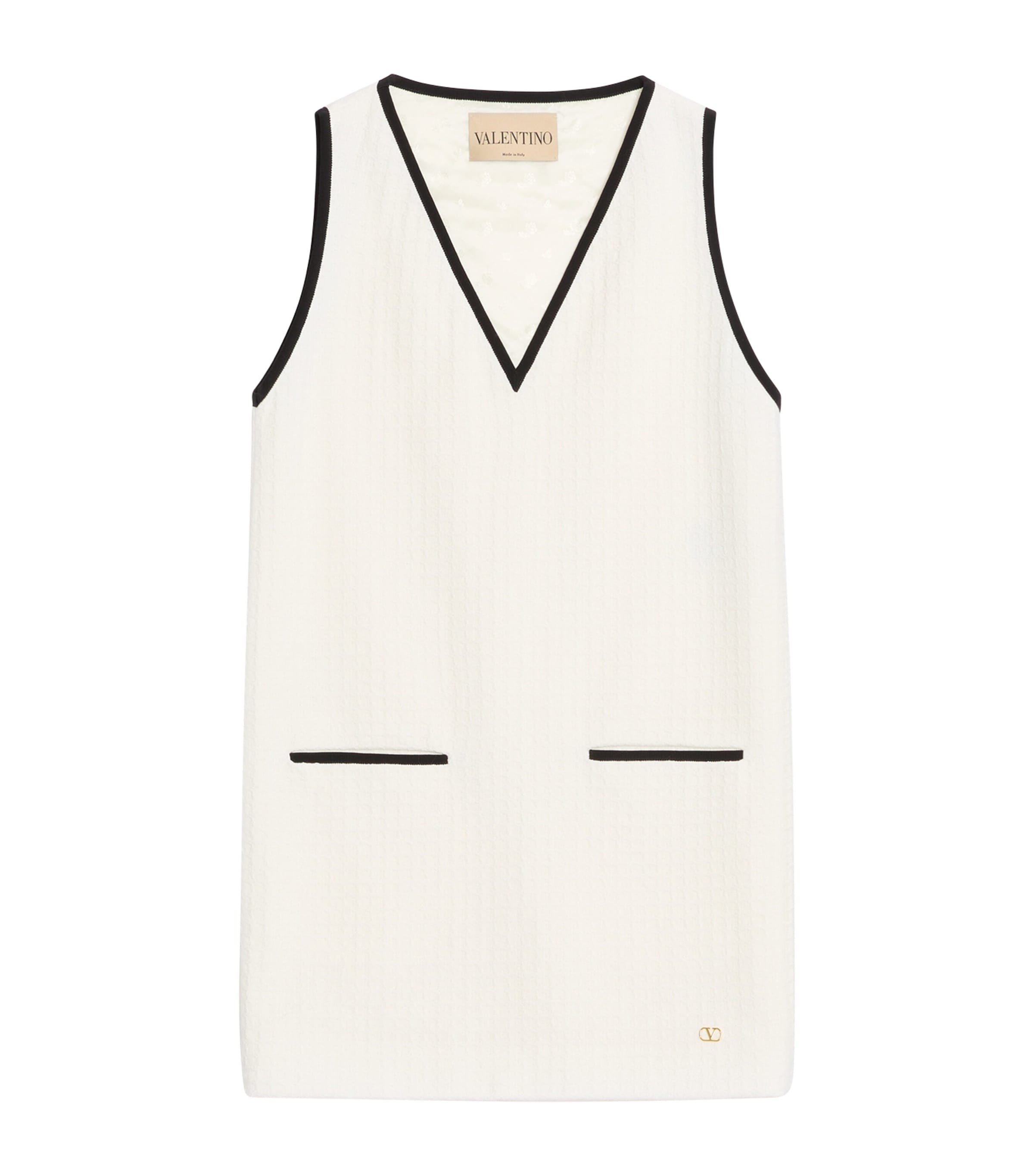 Valentino Womens Cotton Tweed V-Neck Mini Dress Cbj