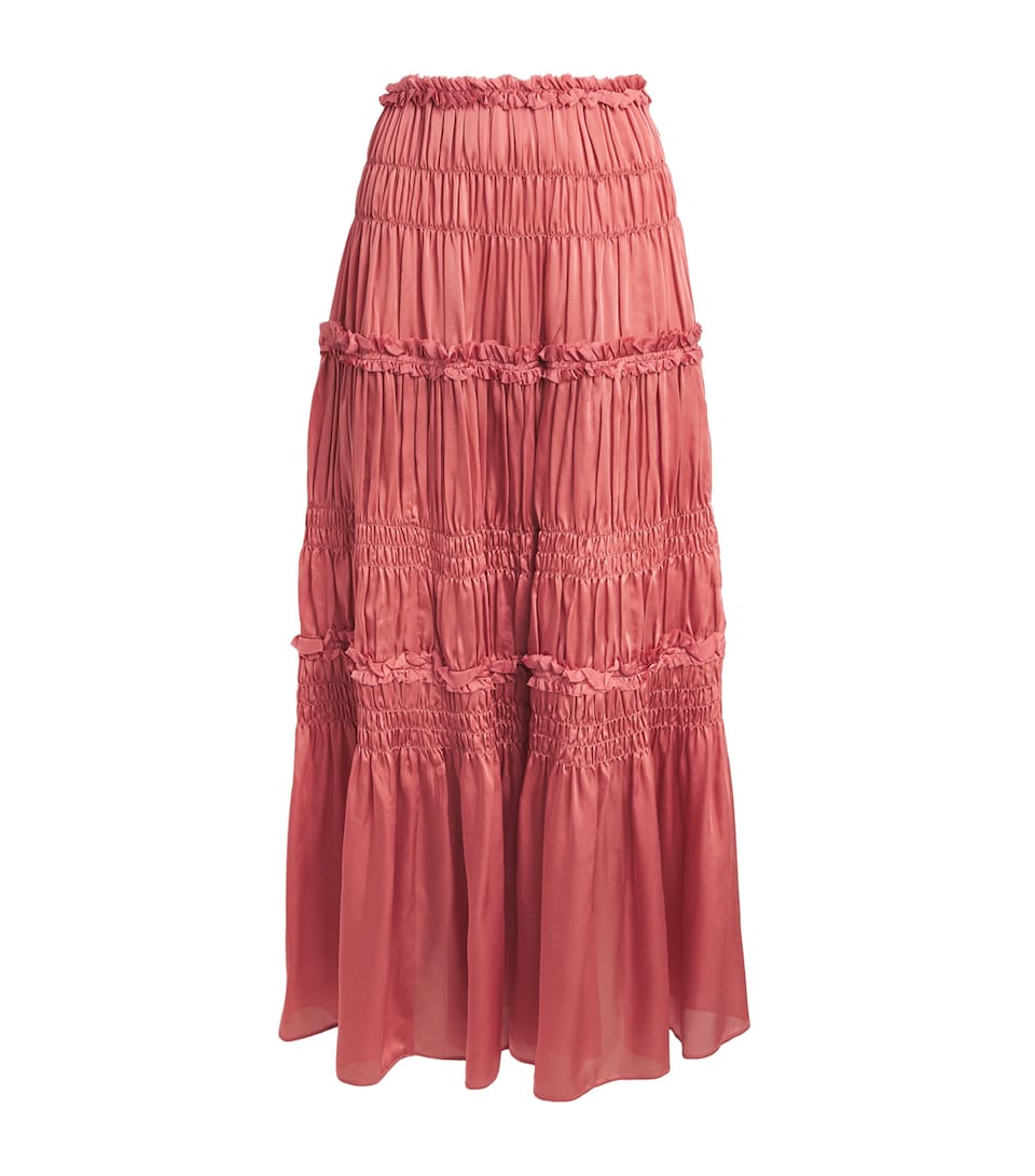 Silk Ruffled Virginie Maxi Skirt