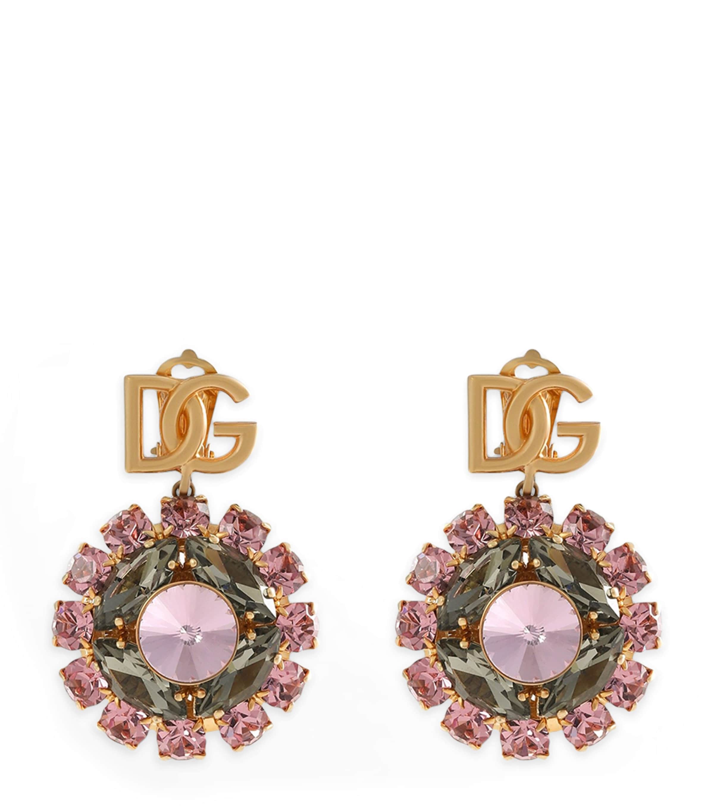 Crystal DG Logo Clip-On Earrings