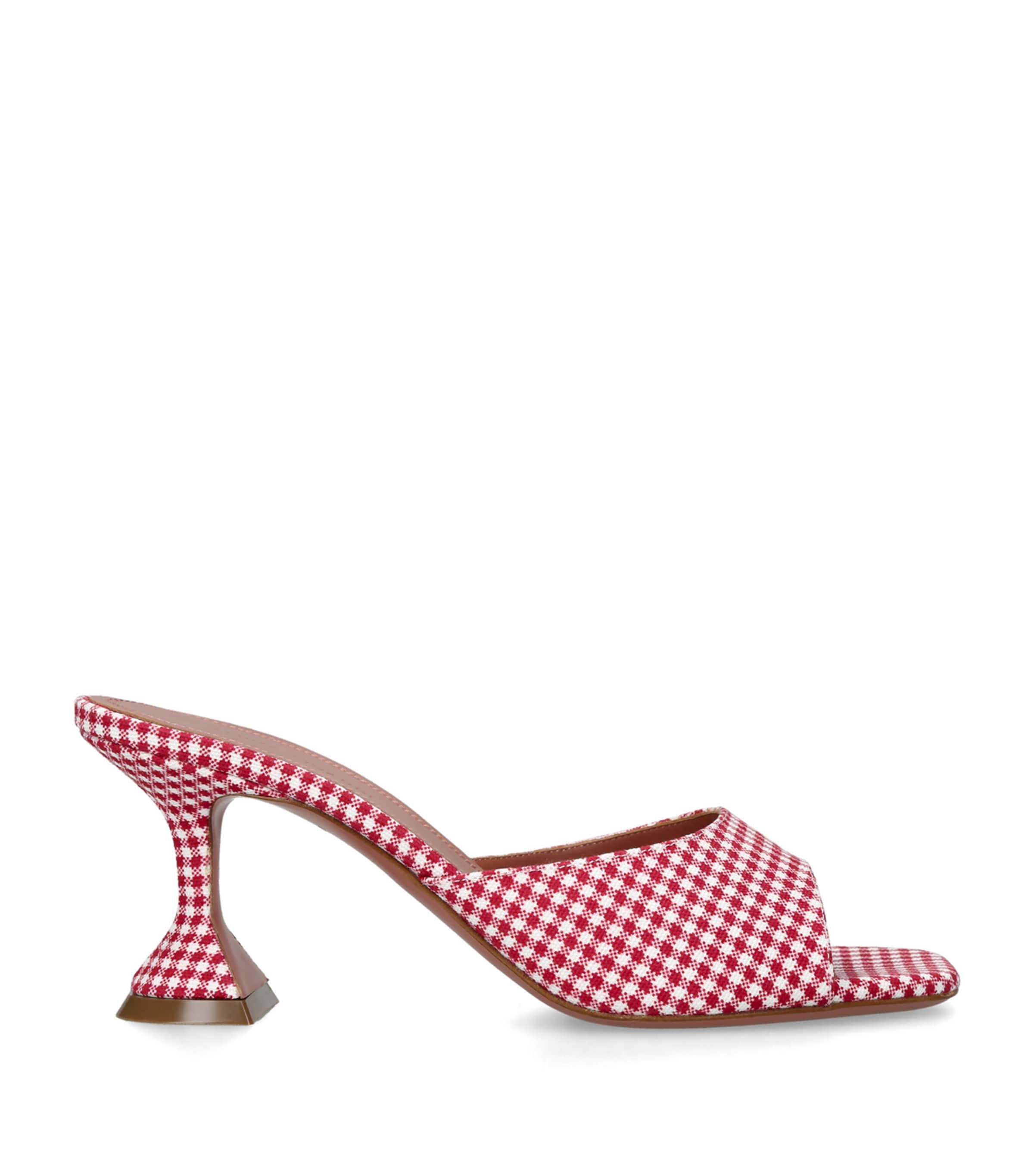 Amina Muaddi Houndstooth Lupita Mules 70 White/red