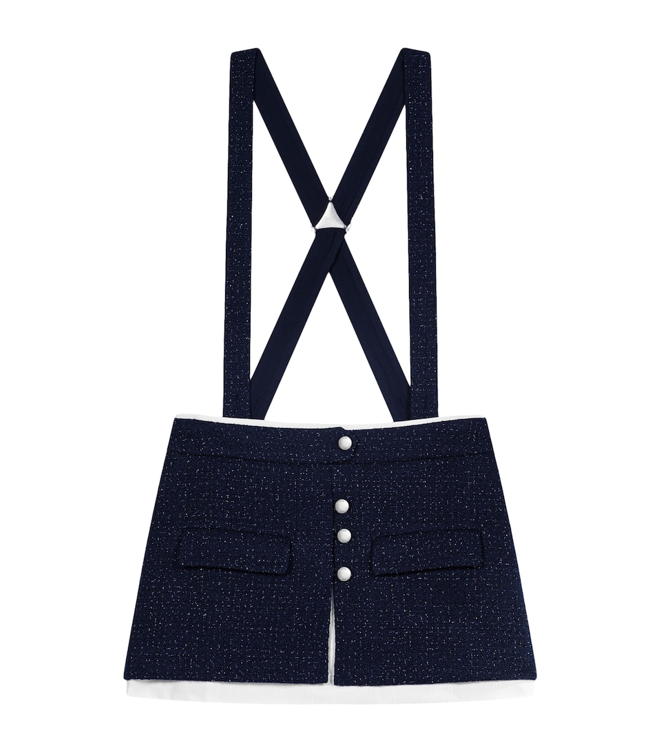 Maje Womens Tweed Suspender Shorts Navy