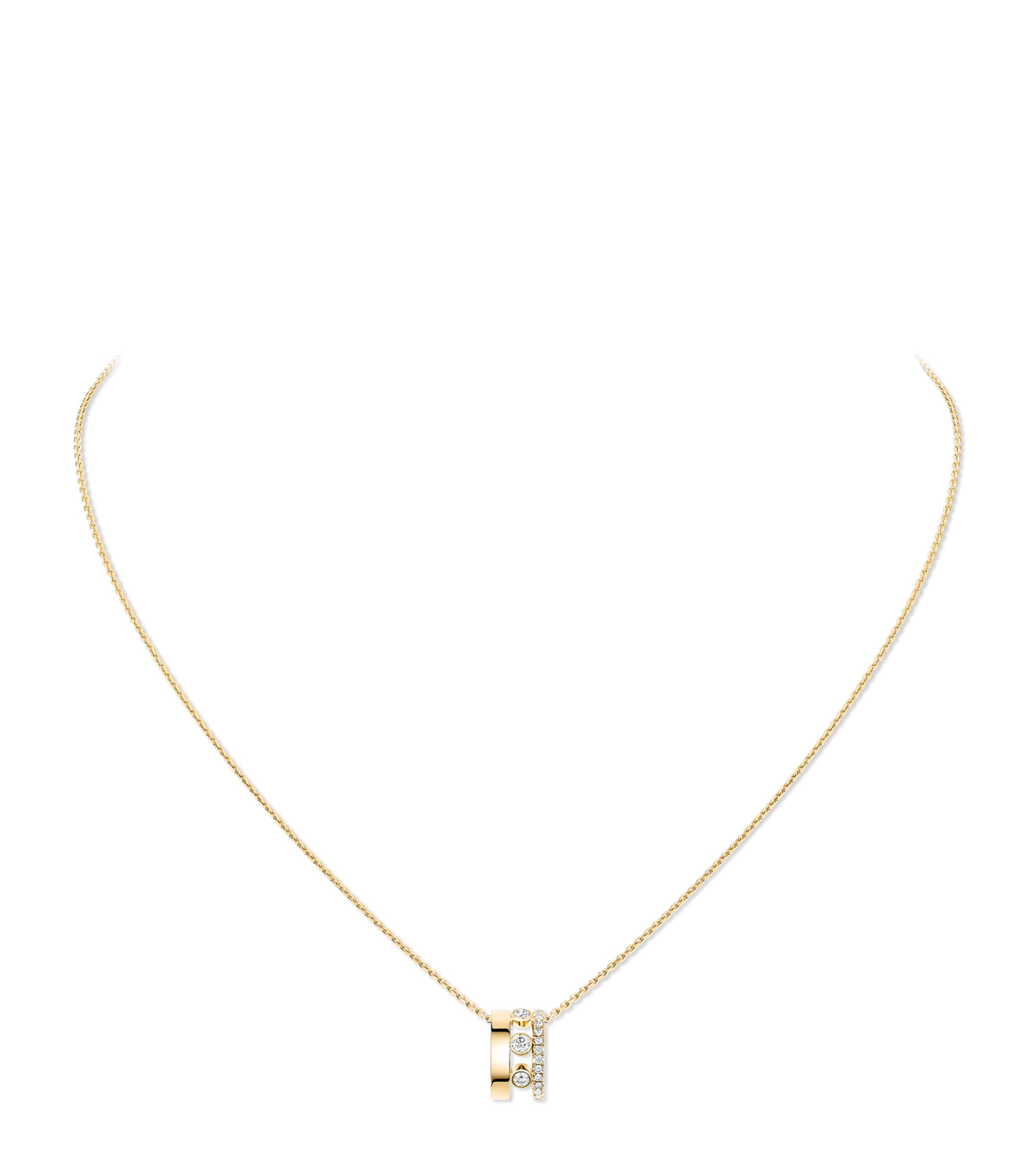 Messika Move Romane Yellow Gold and Diamond Pendant Necklace White Gold