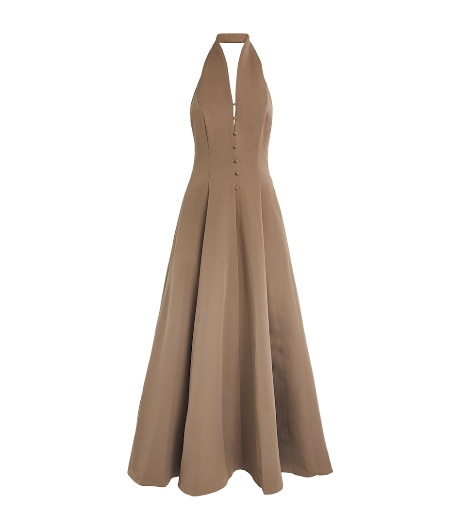 Cotton-Blend Halterneck Stella Maxi Dress