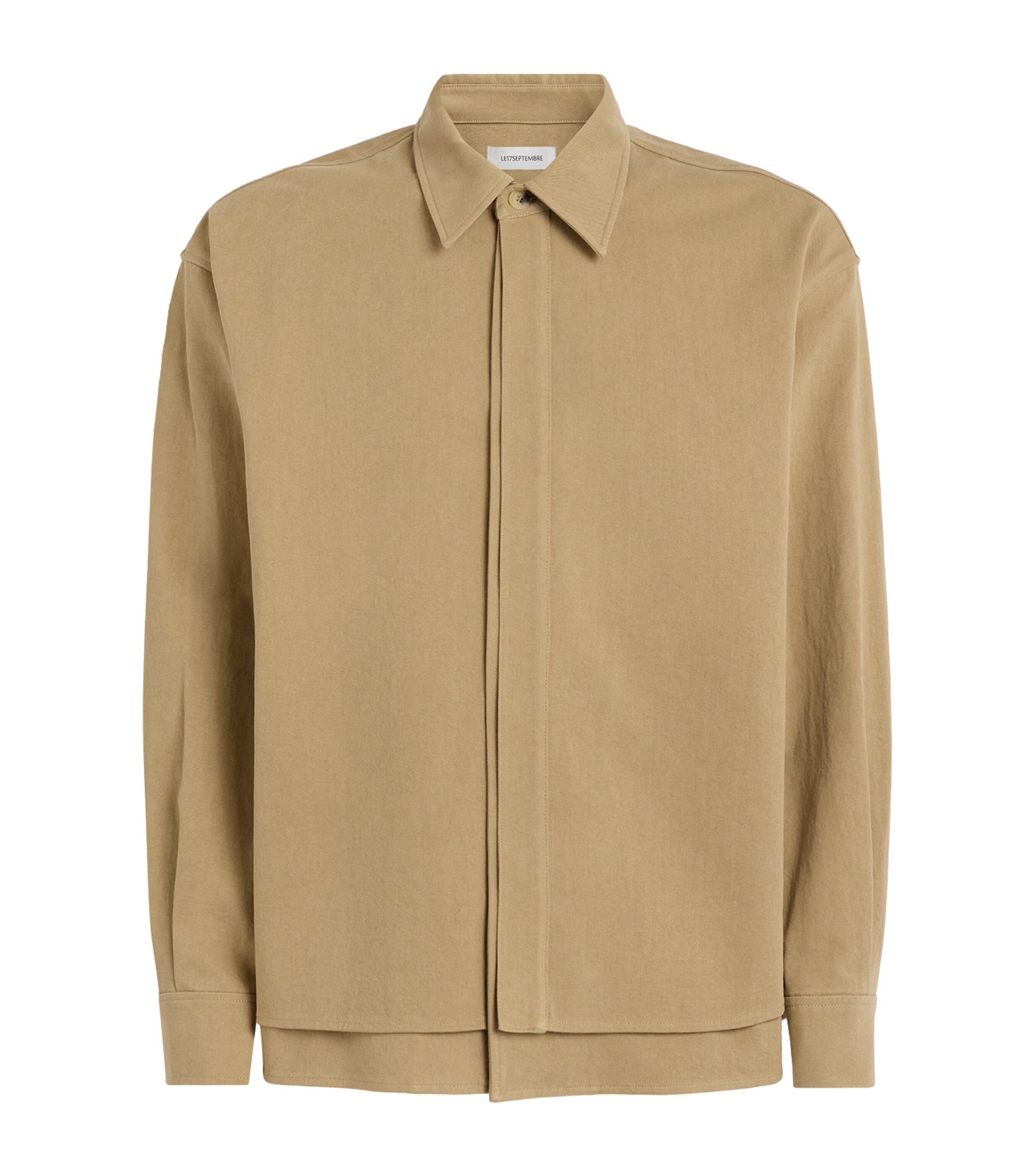 Le 17 Septembre Mens Cotton Double-Layer Overshirt Beige