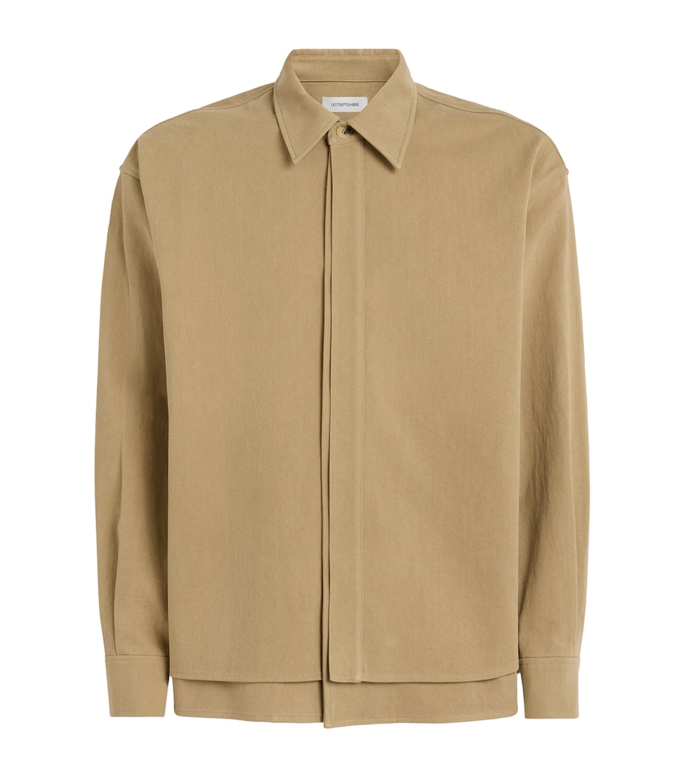 Le 17 Septembre Mens Cotton Double-Layer Overshirt Beige