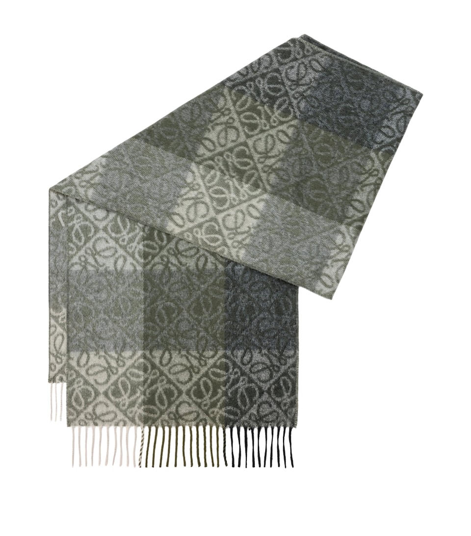 LOEWE Wool-Cashmere Anagram Scarf Green/dark Green