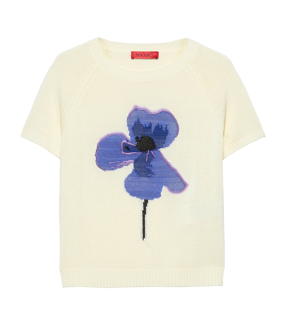 MAX&Co. Womens Embroidered Iris Sweater Milk