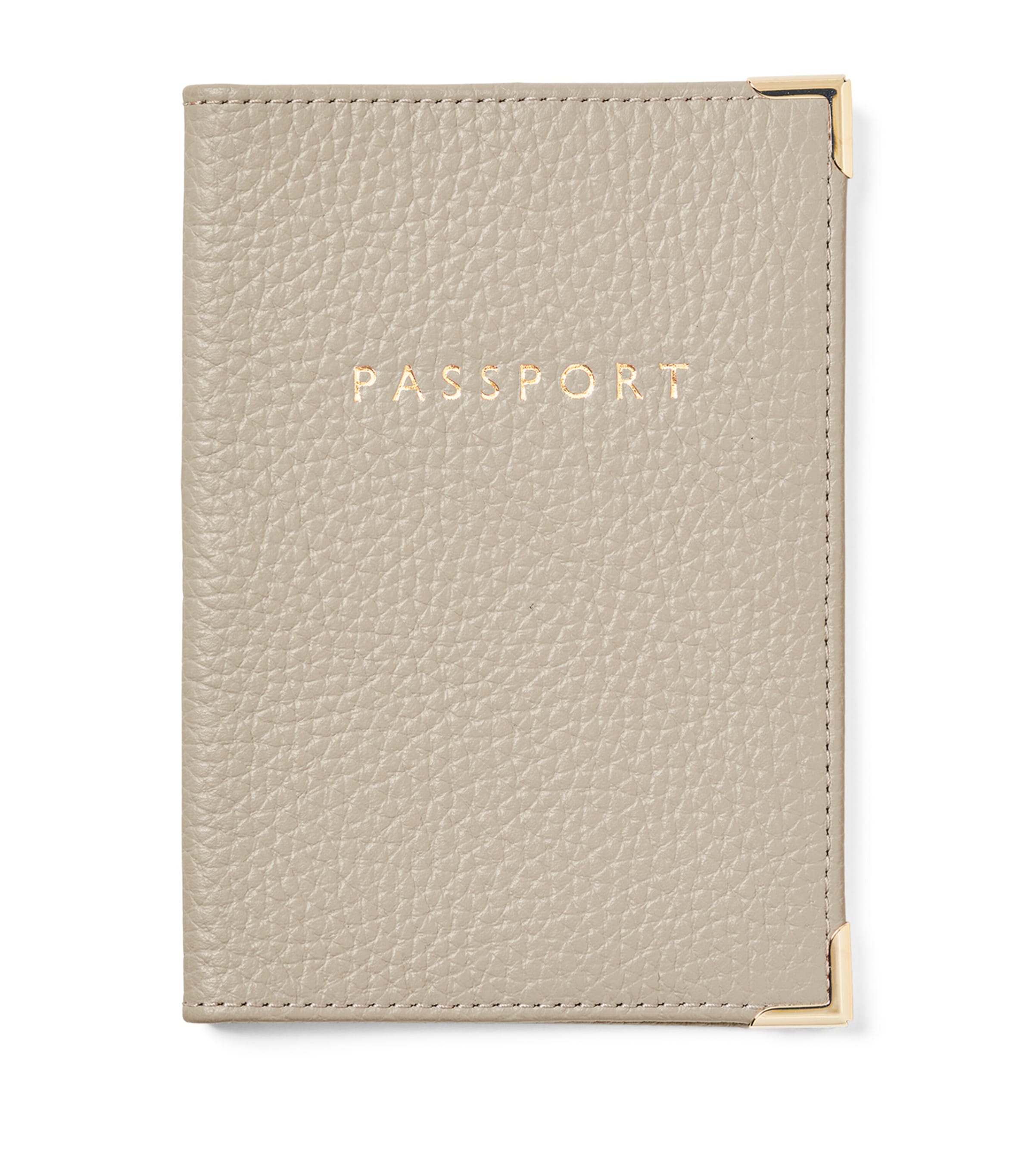 Aspinal Of London Grained Leather Passport Cover Dove Grey