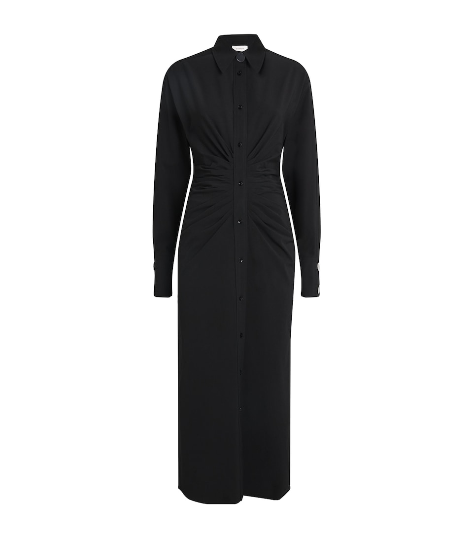 Ruched Midi Shirt Dress
