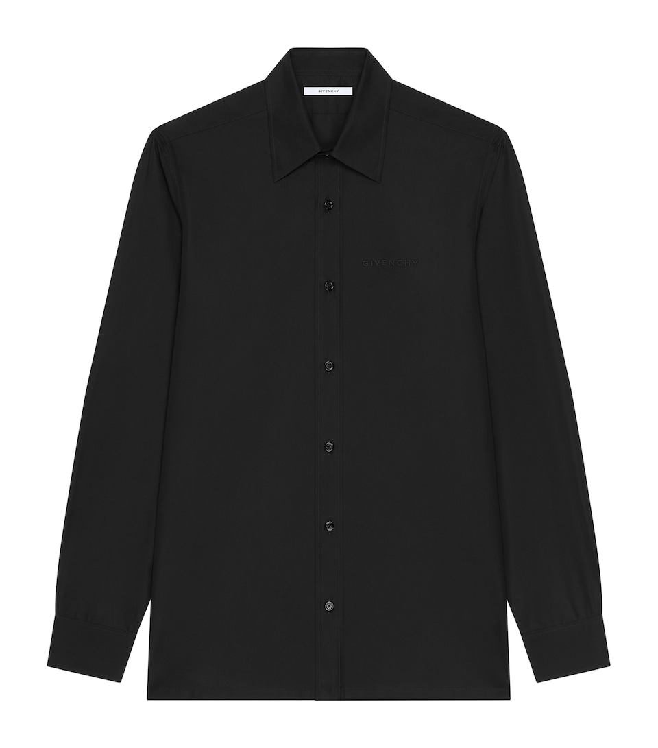 Givenchy Mens Cotton Logo Embroidery Shirt Black