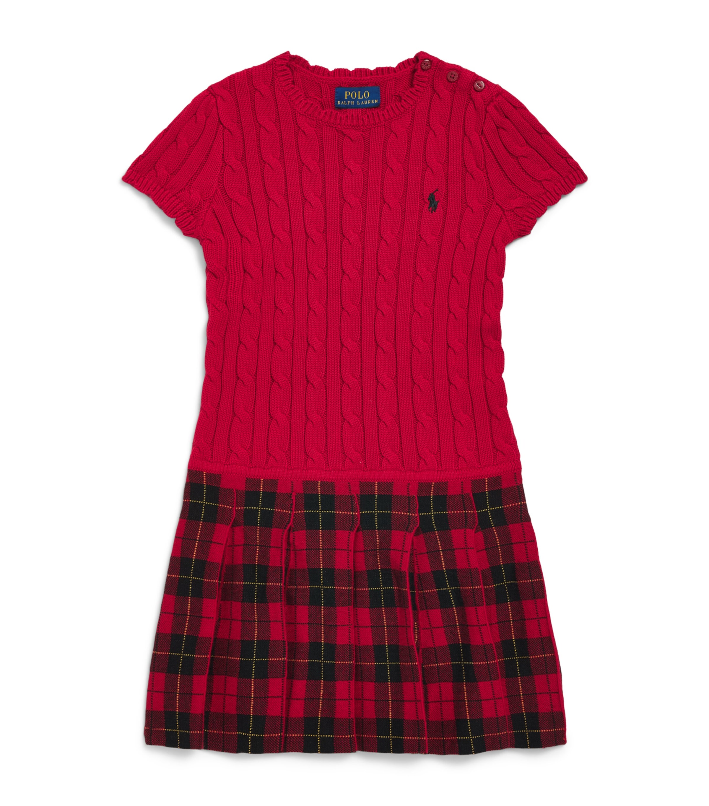 Ralph Lauren Kids Tartan-Skirt Sweater Dress (2-7 Years) Red Multi