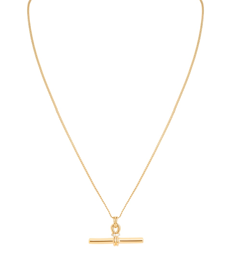 Astrid & Miyu Gold-Plated Silver T-Bar Pendant Necklace Gold