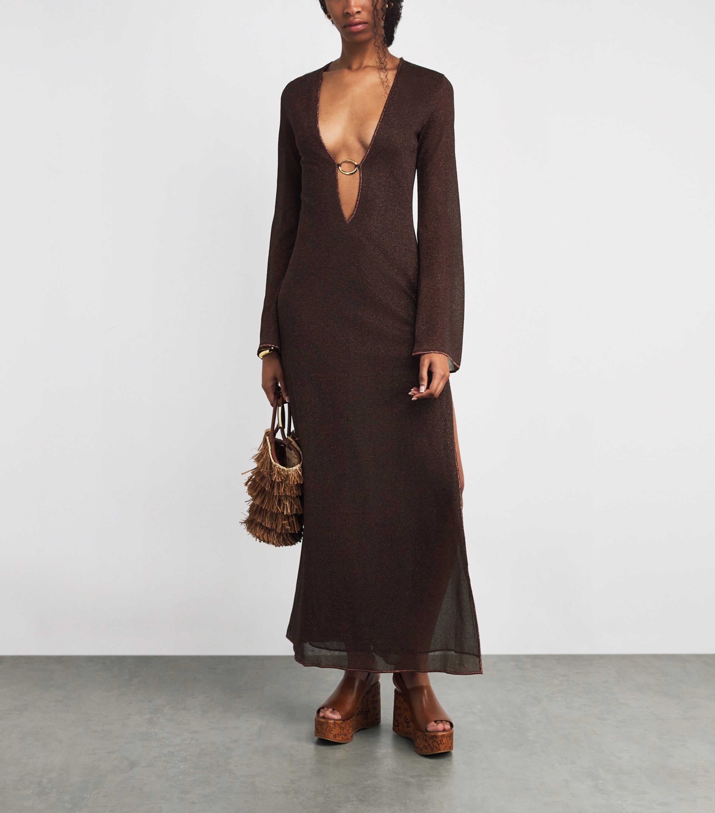 dress with brown leather jacket Satin Sweetheart Bustier Fishtail Midaxi Dress in Chocolate Brown - 10 / Regular main image 1
