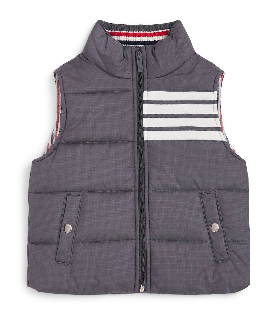 Thom Browne Kids Down 4-Bar Puffer Gilet (2-12 Years) Dark Grey