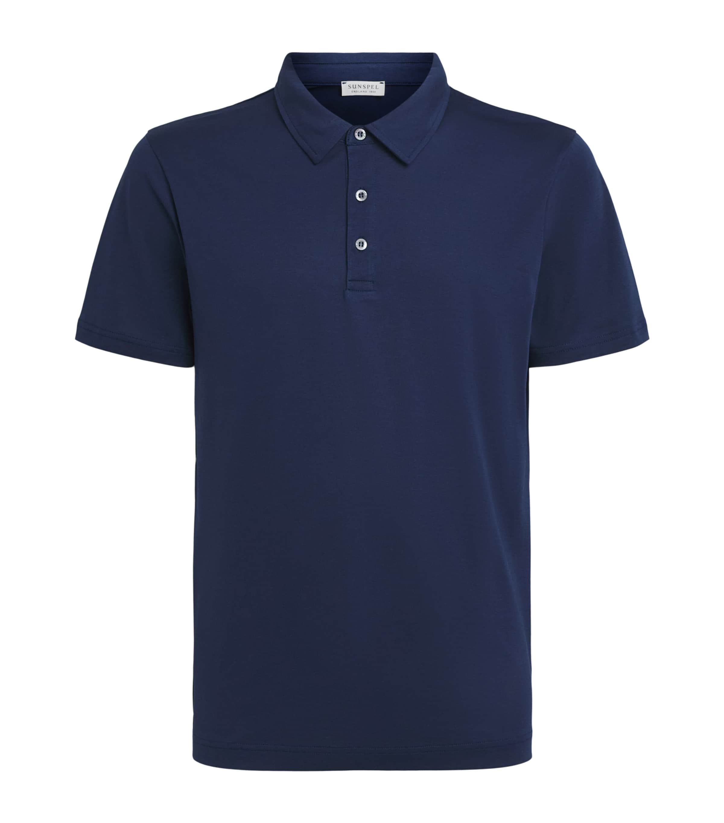 Sunspel Mens Supima Cotton Polo Shirt Buwx Ink Blue