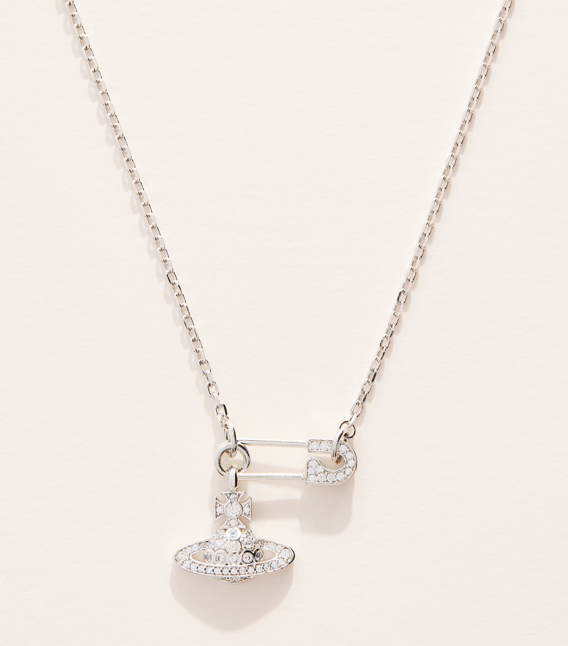 Vivienne Westwood Lucrece Pendant Necklace Plat/wht Cz