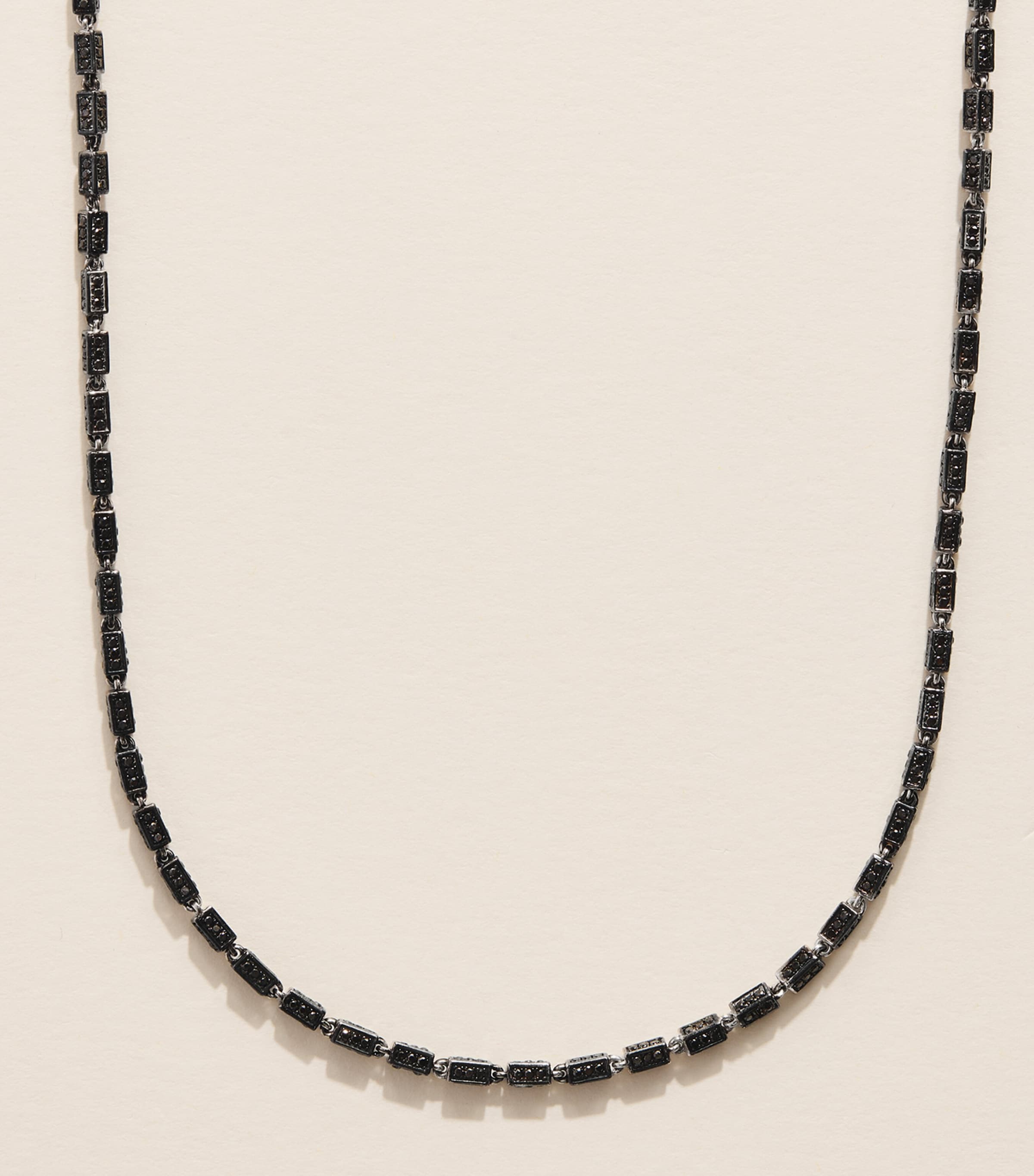 Suzanne Kalan White Gold and Black Diamond Block-Chain Necklace Br/wg/wd