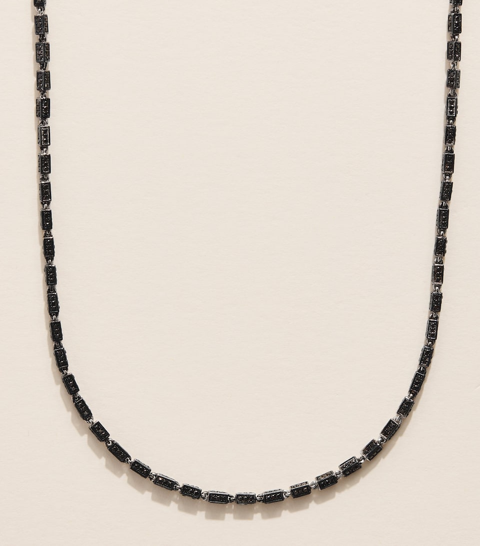 Suzanne Kalan White Gold and Black Diamond Block-Chain Necklace Br/wg/wd
