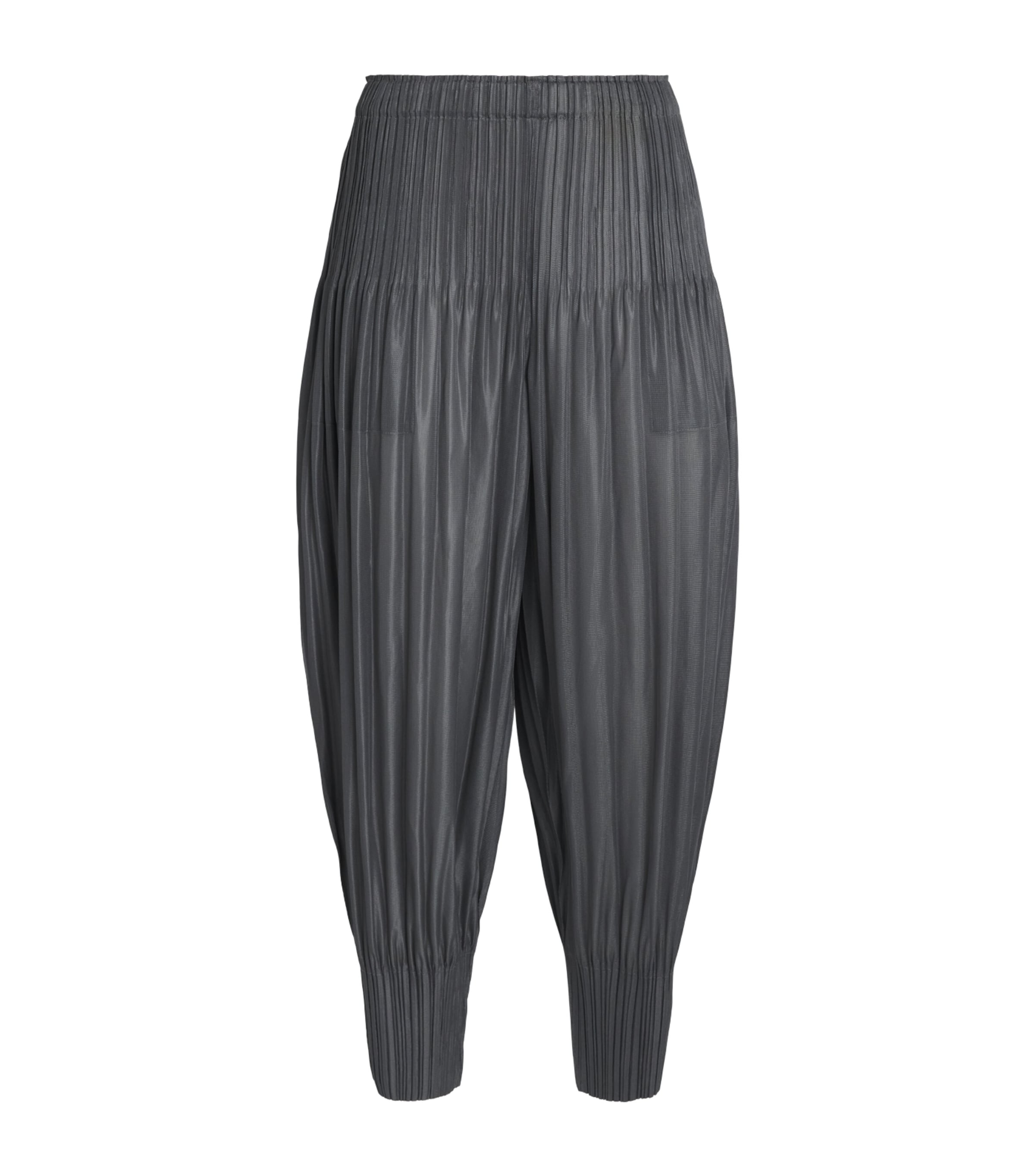 Pleats Please Issey Miyake Womens Fluffy Basics Tapered Trousers Grey