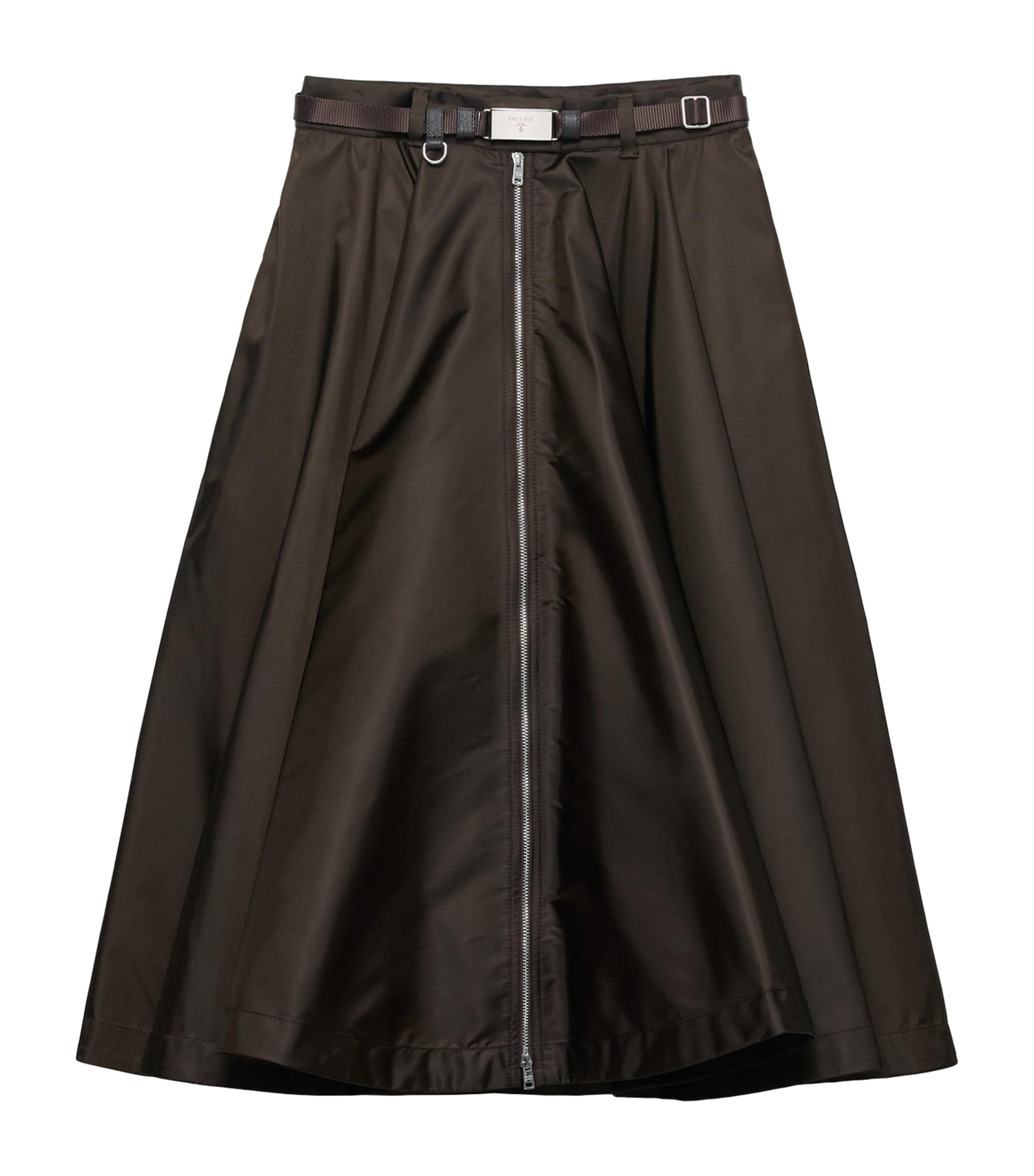 Prada Womens Re-Nylon Midi Skirt Brown