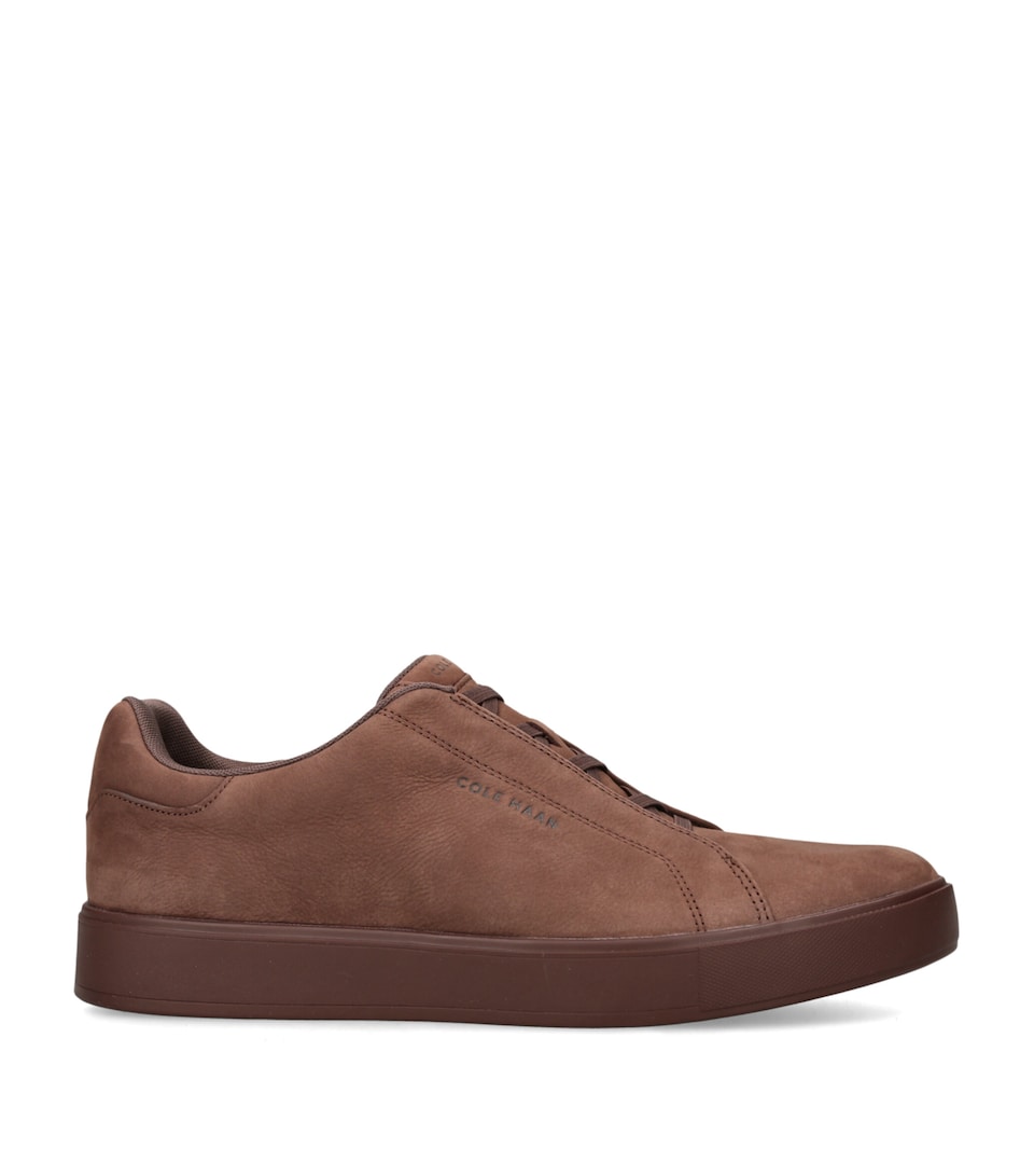 Cole Haan Nubuck GrandPrø Luxe Slip-On Sneakers Mid Brown