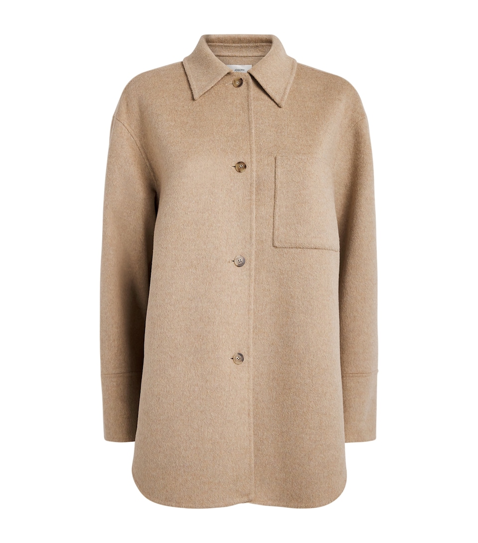 Joseph Womens Wool-Cashmere Wada Overshirt Powder Melange