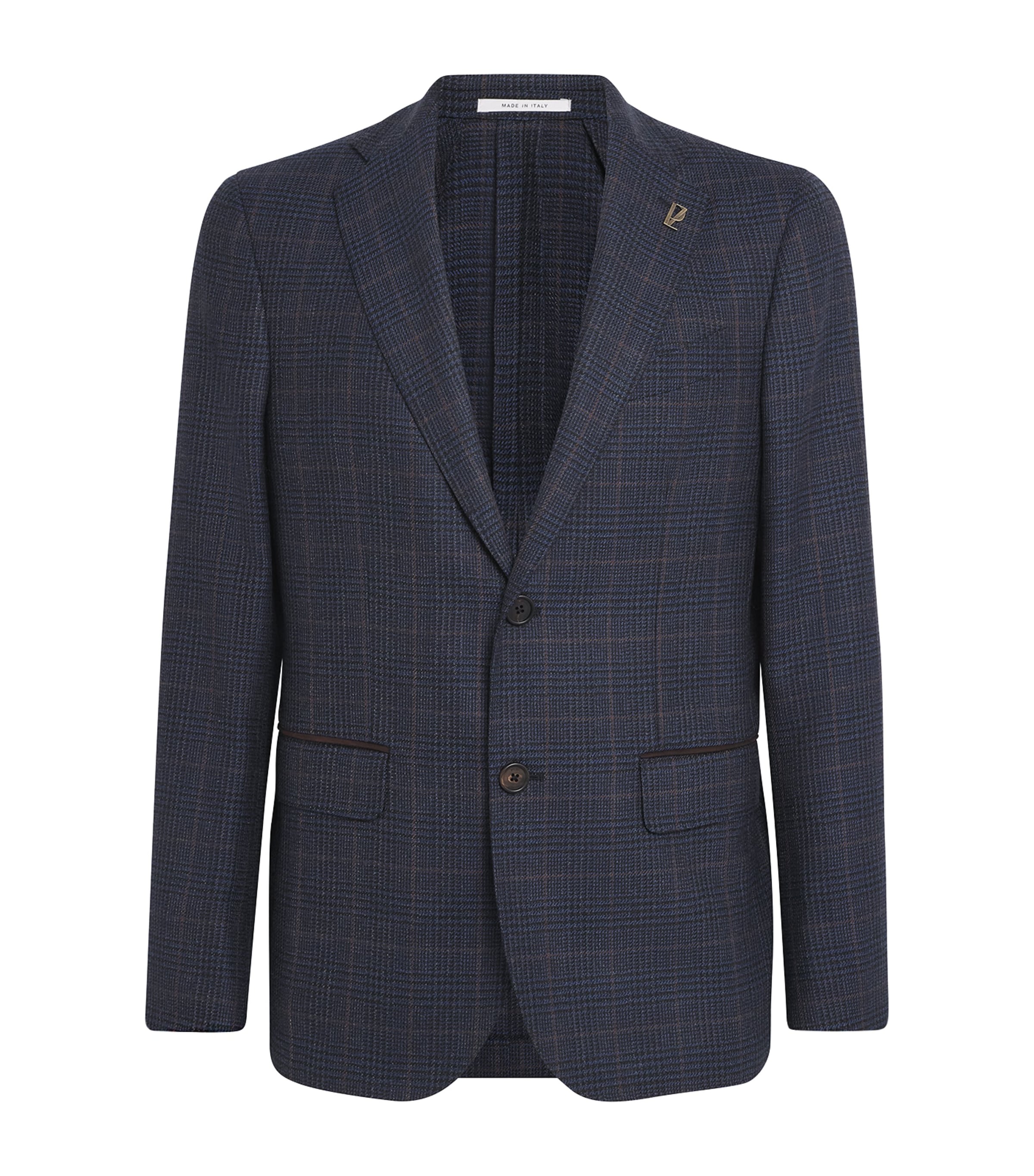 Pal Zileri Mens Wool Check Blazer Blue