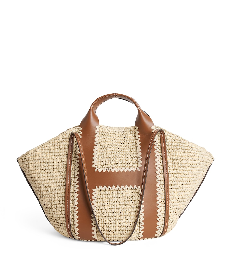 Harrods Large Raffia Tote Bag Neutral