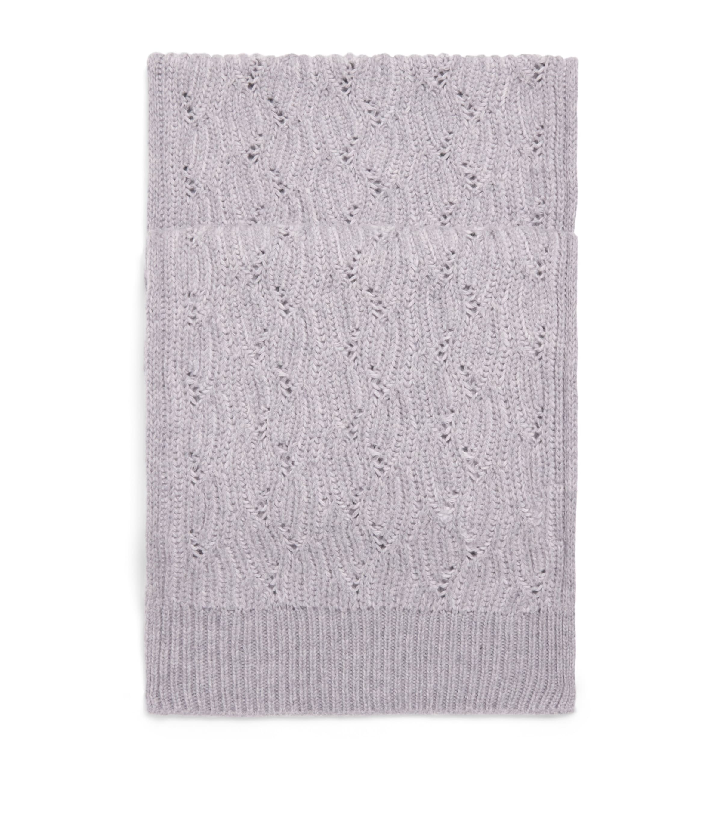 Pal Zileri Wool Cable-Knit Scarf Light Grey
