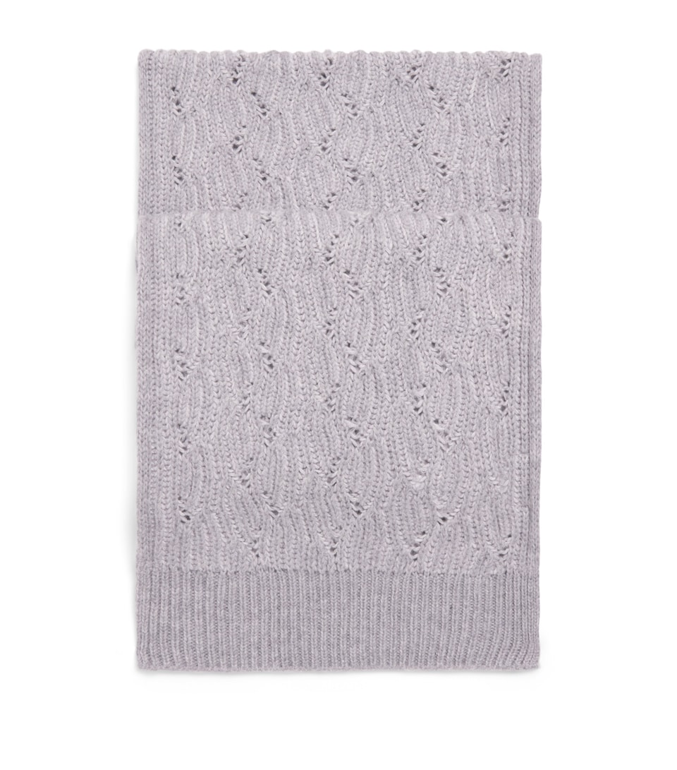 Pal Zileri Wool Cable-Knit Scarf Light Grey