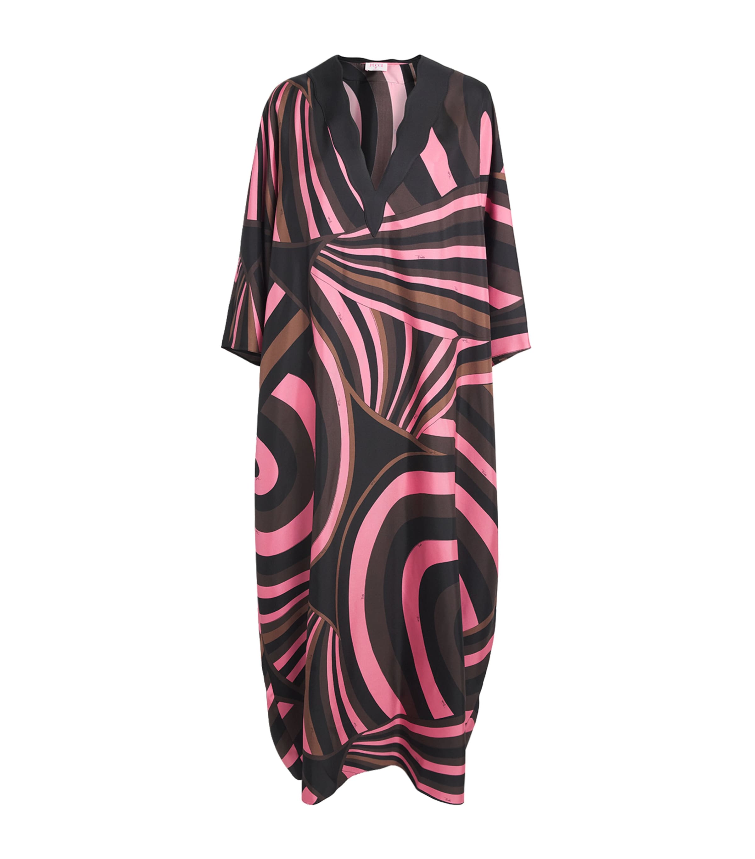 PUCCI Womens Silk Iride Kaftan Brown Coral