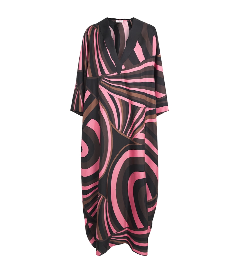 PUCCI Womens Silk Iride Kaftan Brown Coral