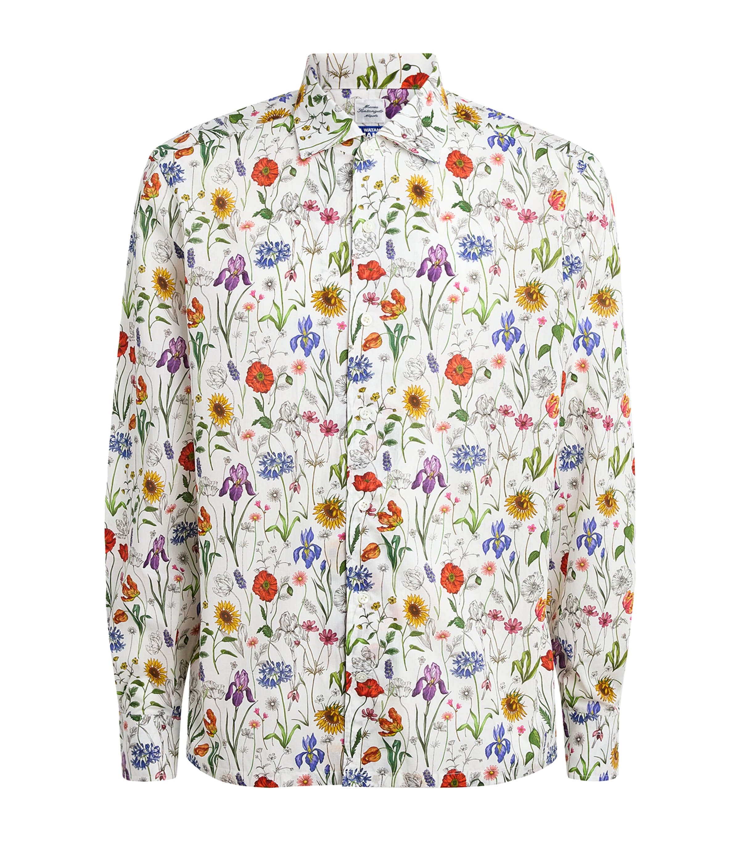 Junya Watanabe MAN Mens Cotton Floral Print Shirt Wh/rd/prpl/blu