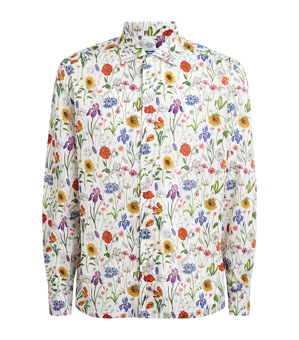 Junya Watanabe MAN Mens Cotton Floral Print Shirt Wh/rd/prpl/blu
