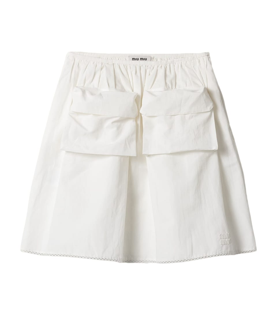 Miu Miu Womens Cotton-Linen Slubbed Midi Skirt White