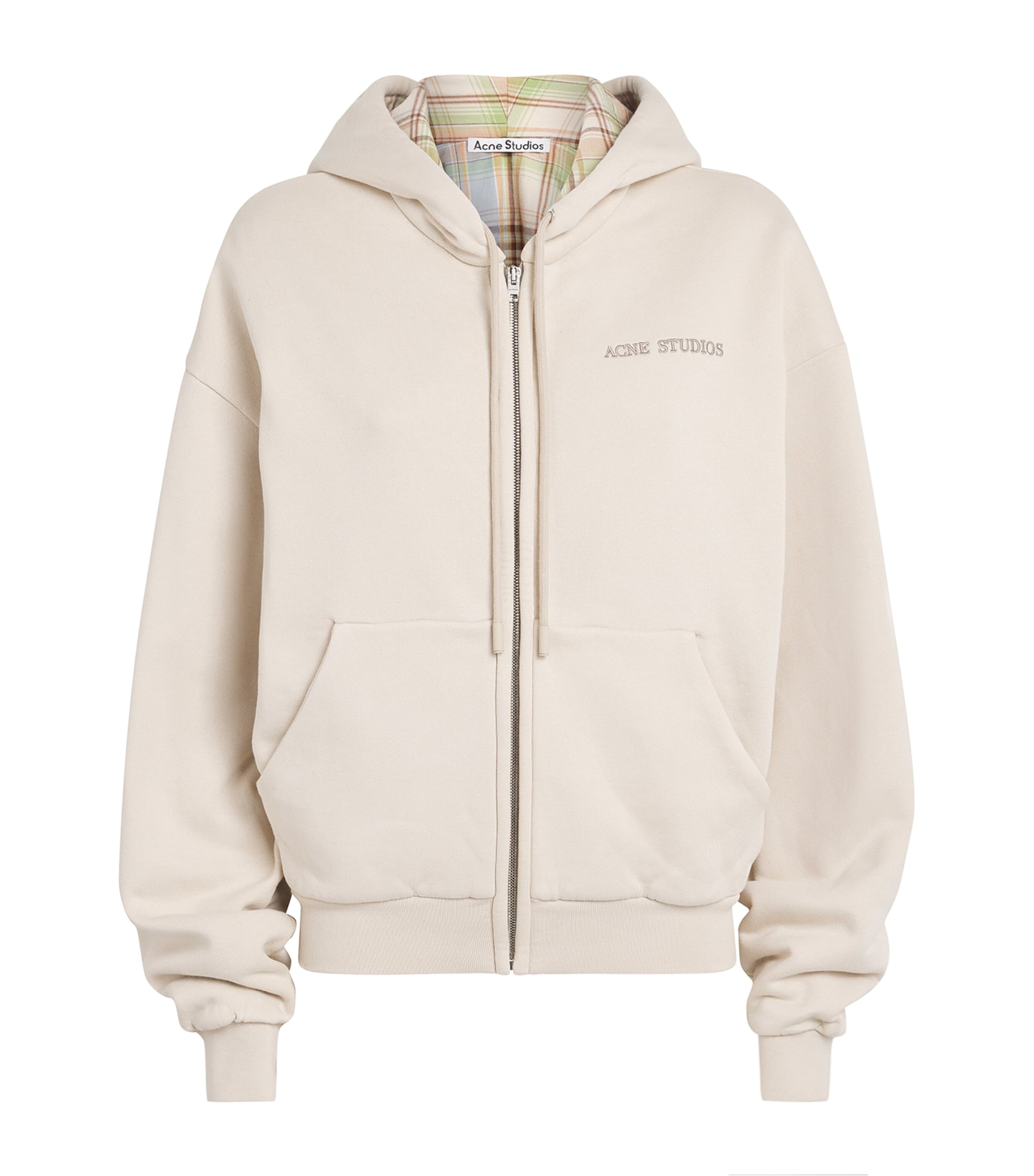 Acne Studios Womens Cotton Logo Hoodie Pebble Beige