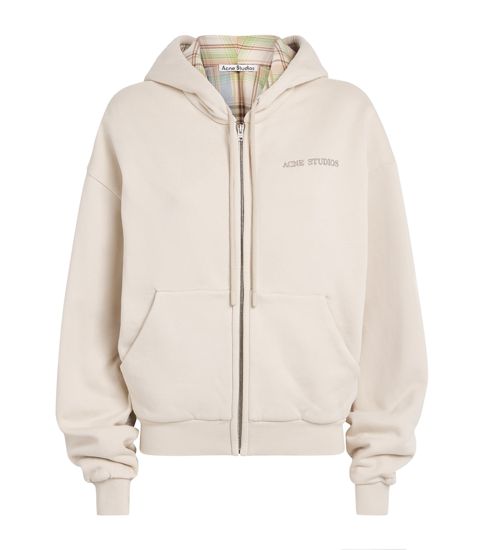 Acne Studios Womens Cotton Logo Hoodie Pebble Beige