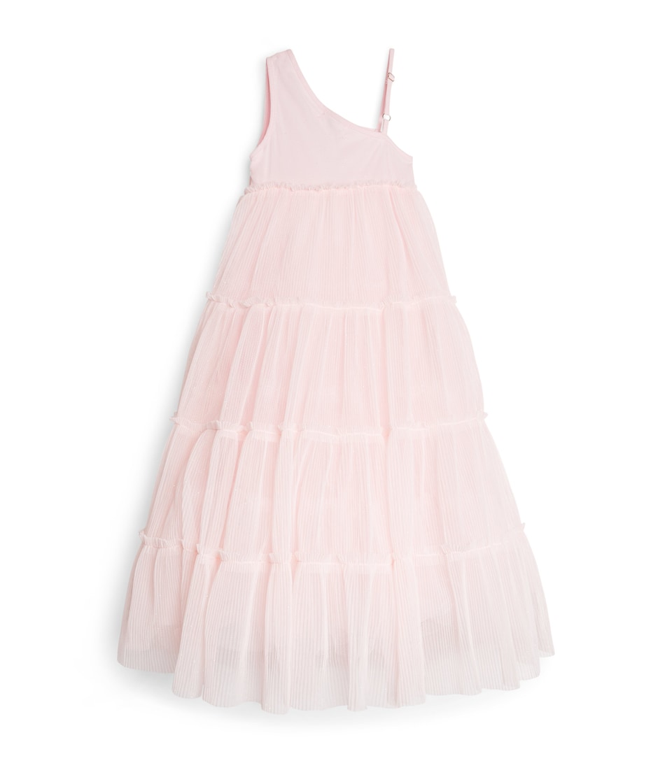 Pleated Tulle Asymmetric Dress (3-12 Years)