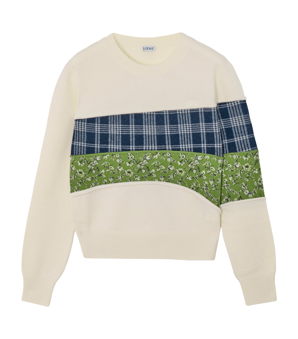 LOEWE Womens x Cosima Von Bonin Wool-Blend Patchwork Sweater White/multicolor