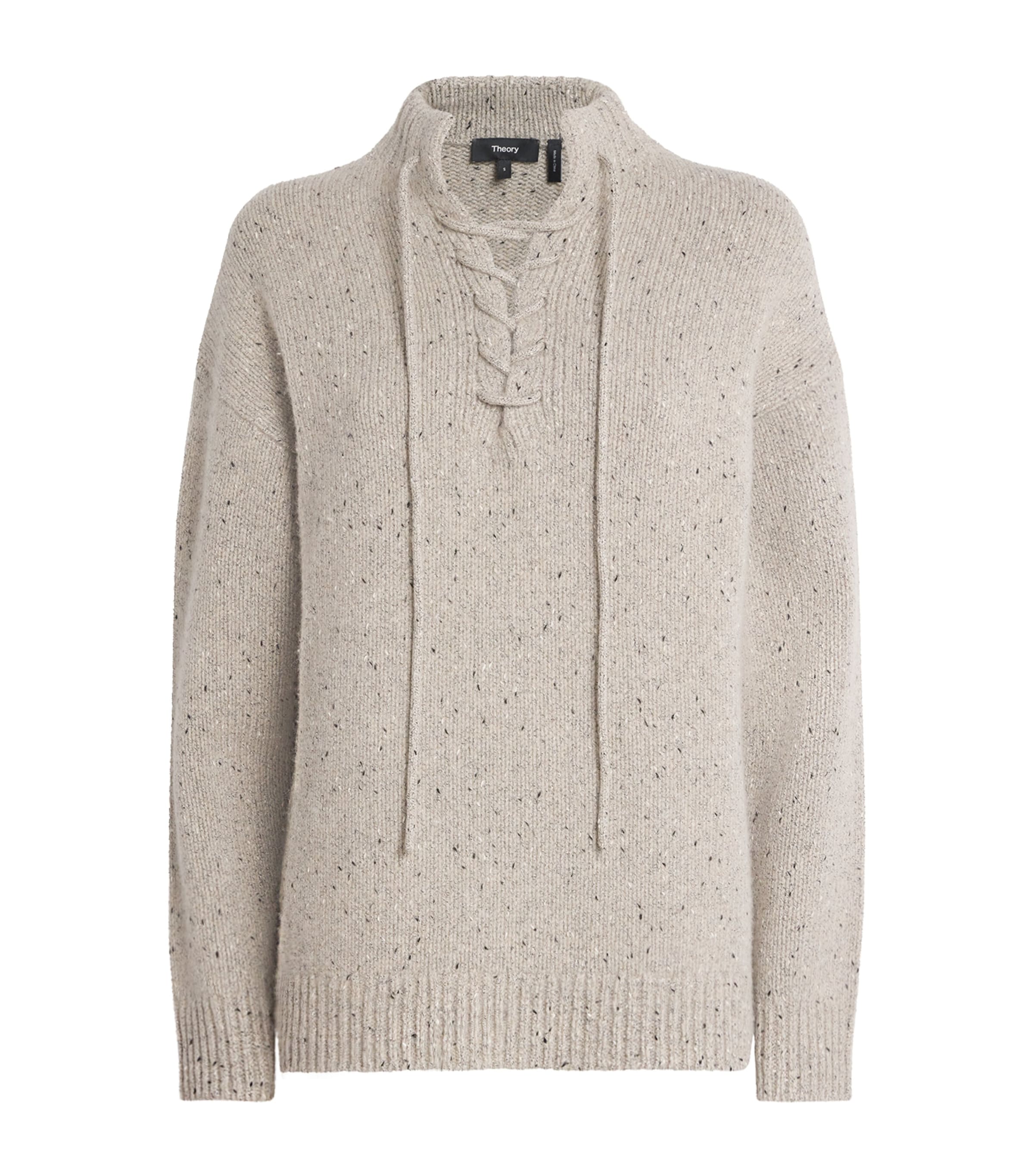 Wool-Cotton-Cashmere Drawstring Sweater