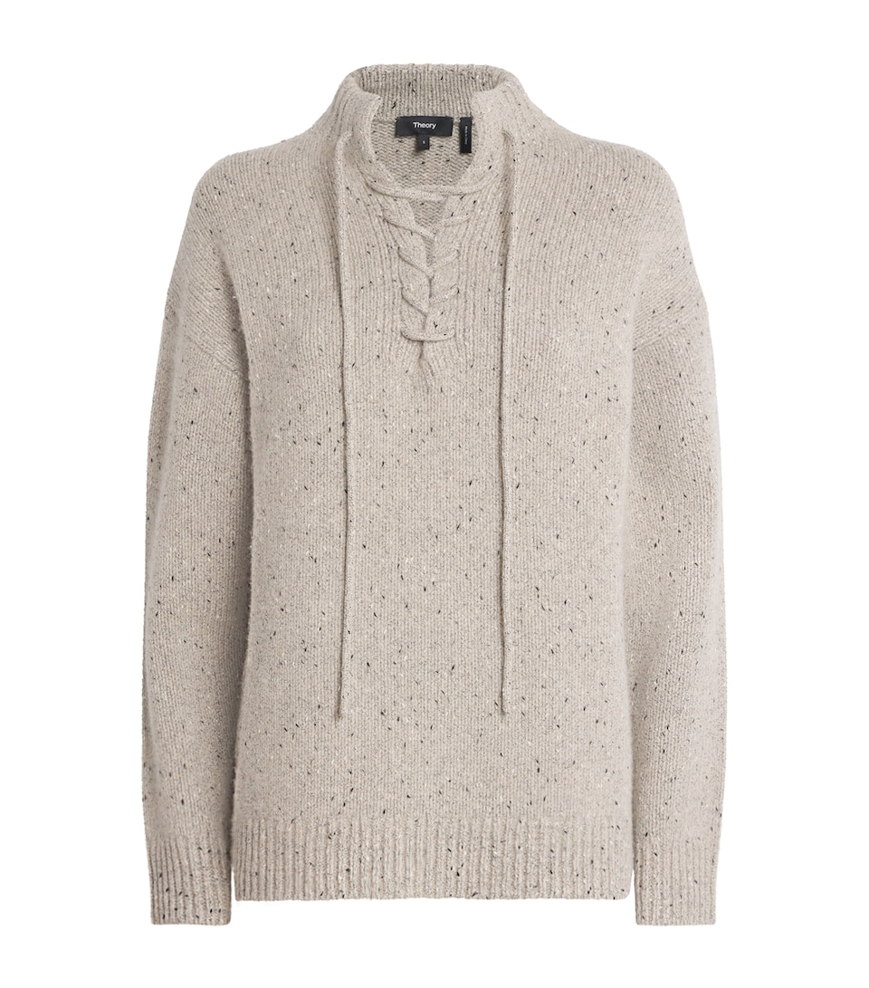 Wool-Cotton-Cashmere Drawstring Sweater