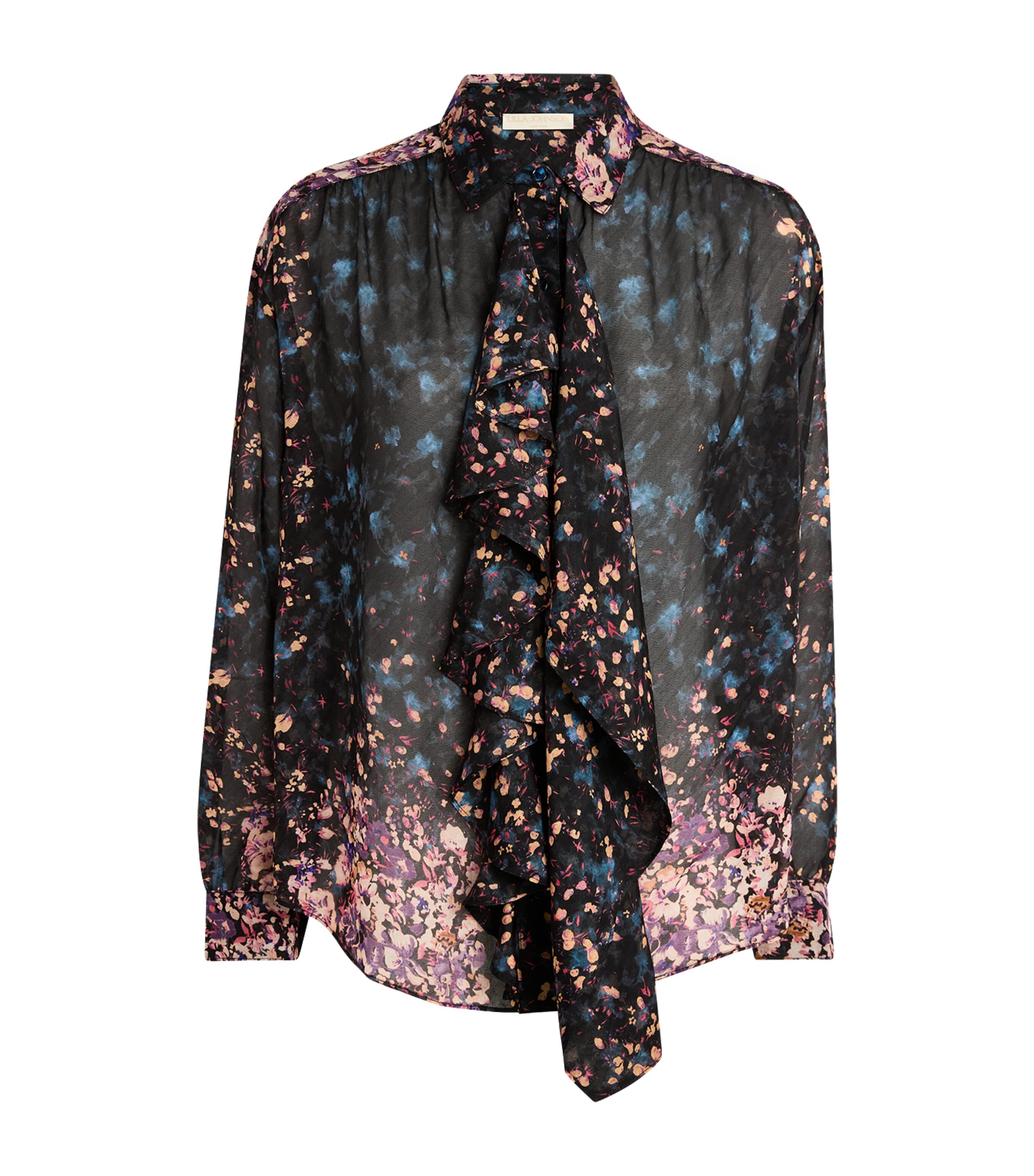 Ulla Johnson Womens Silk Ruffle Gesture Blouse Eclipse