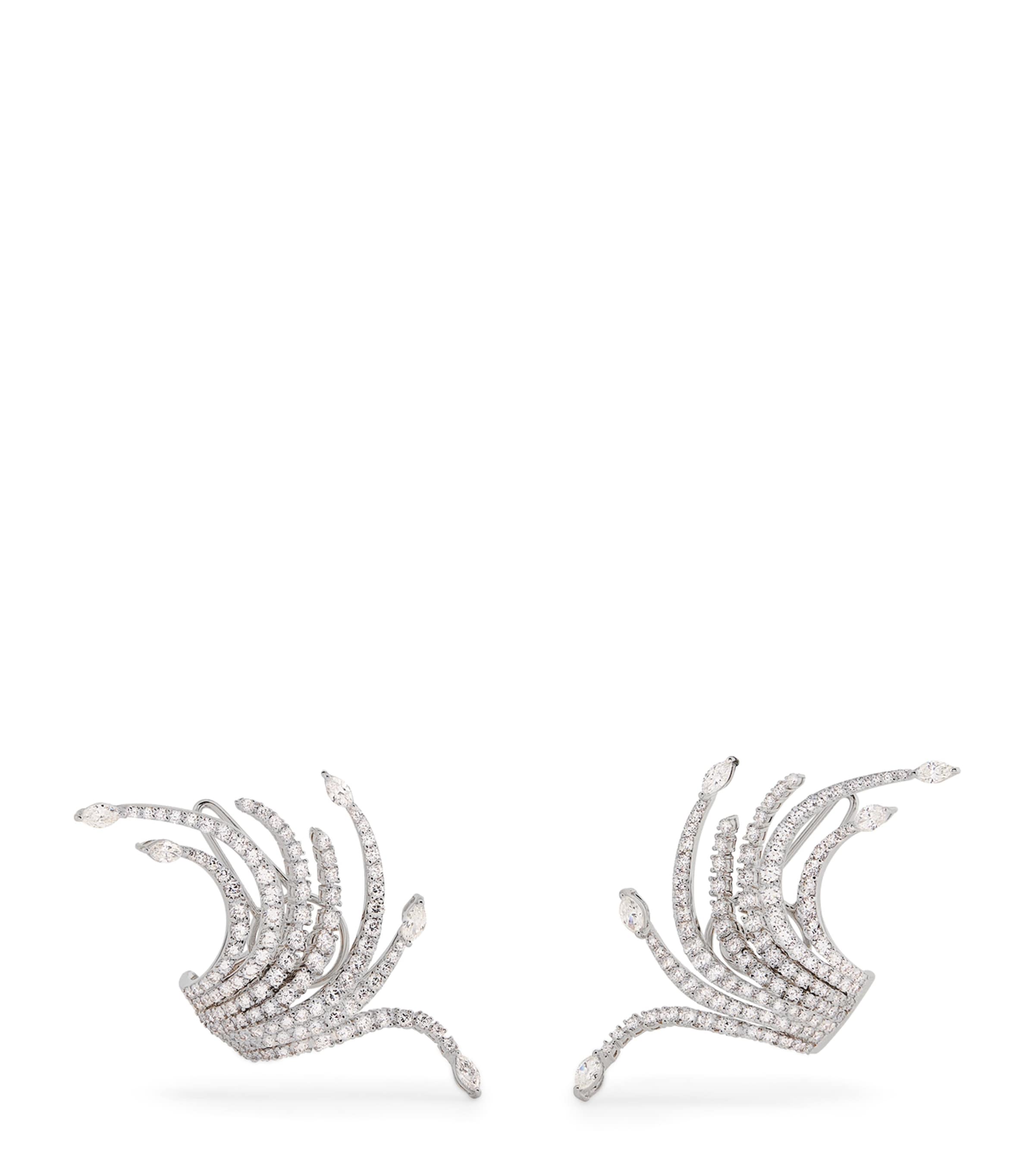 White Gold and Diamond Y-Couture Clip Earrings
