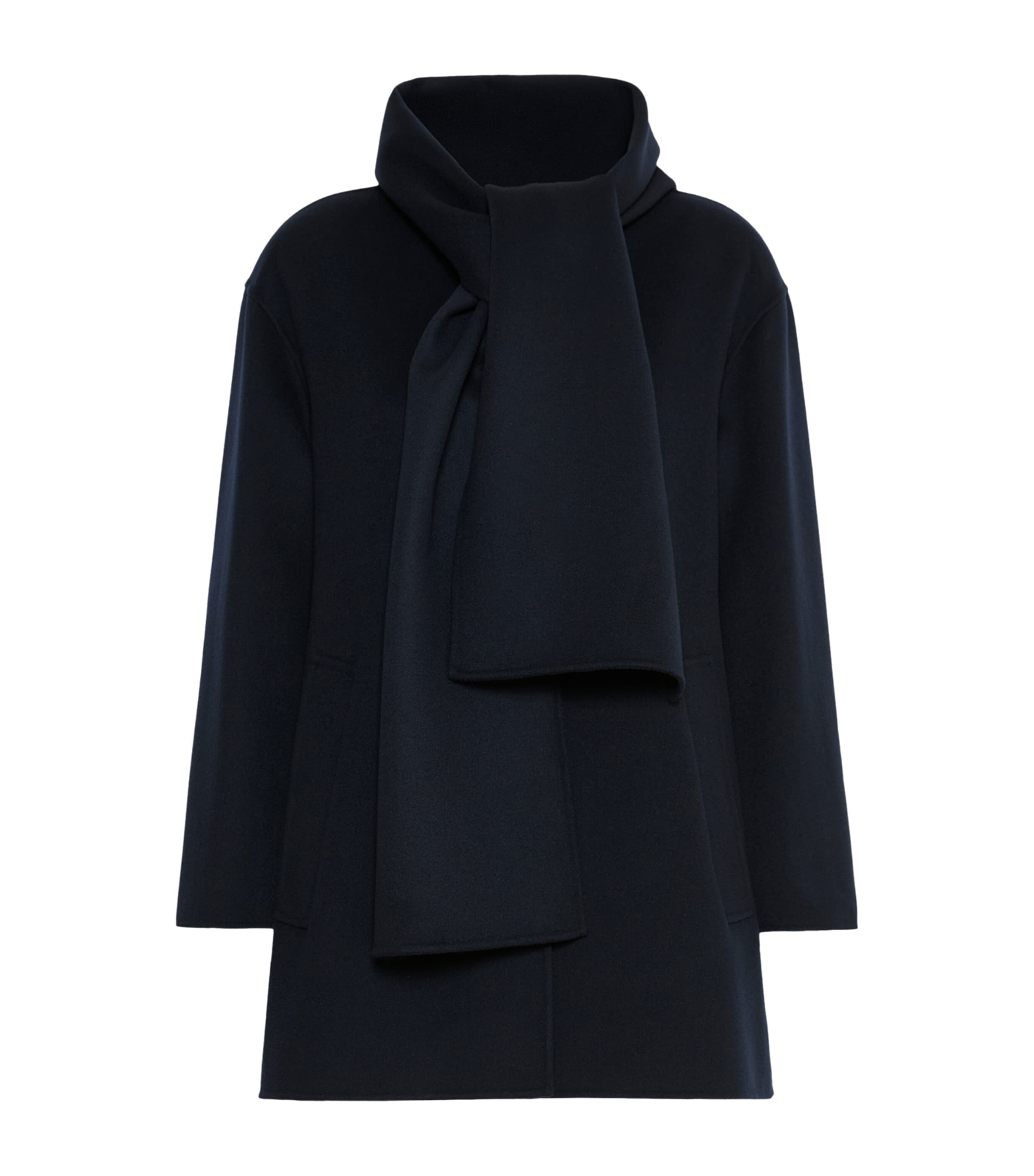 Max Mara Womens Virgin Wool Scarf Coat Midnightblue
