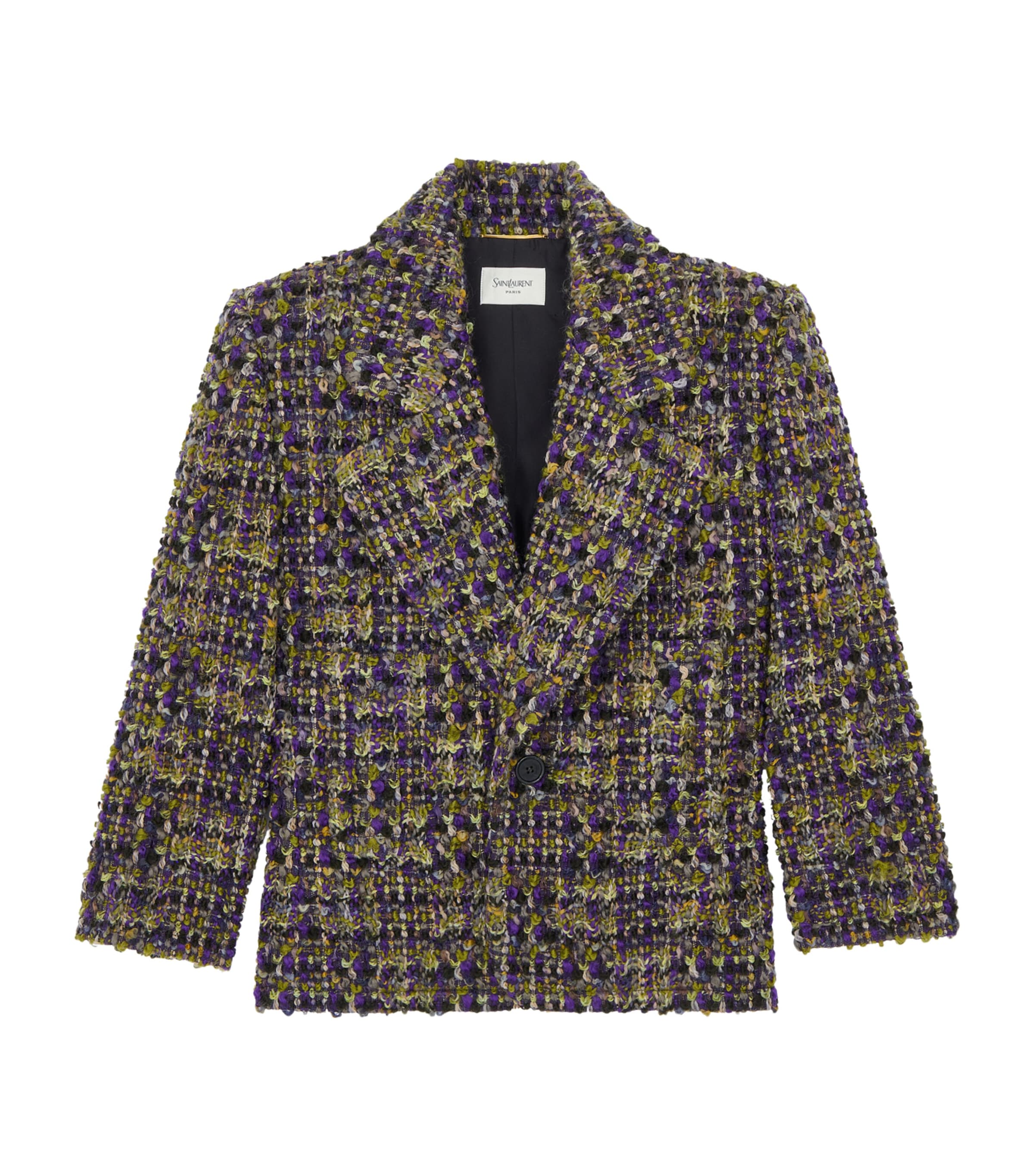 Saint Laurent Womens Tweed Single-Breasted Blazer