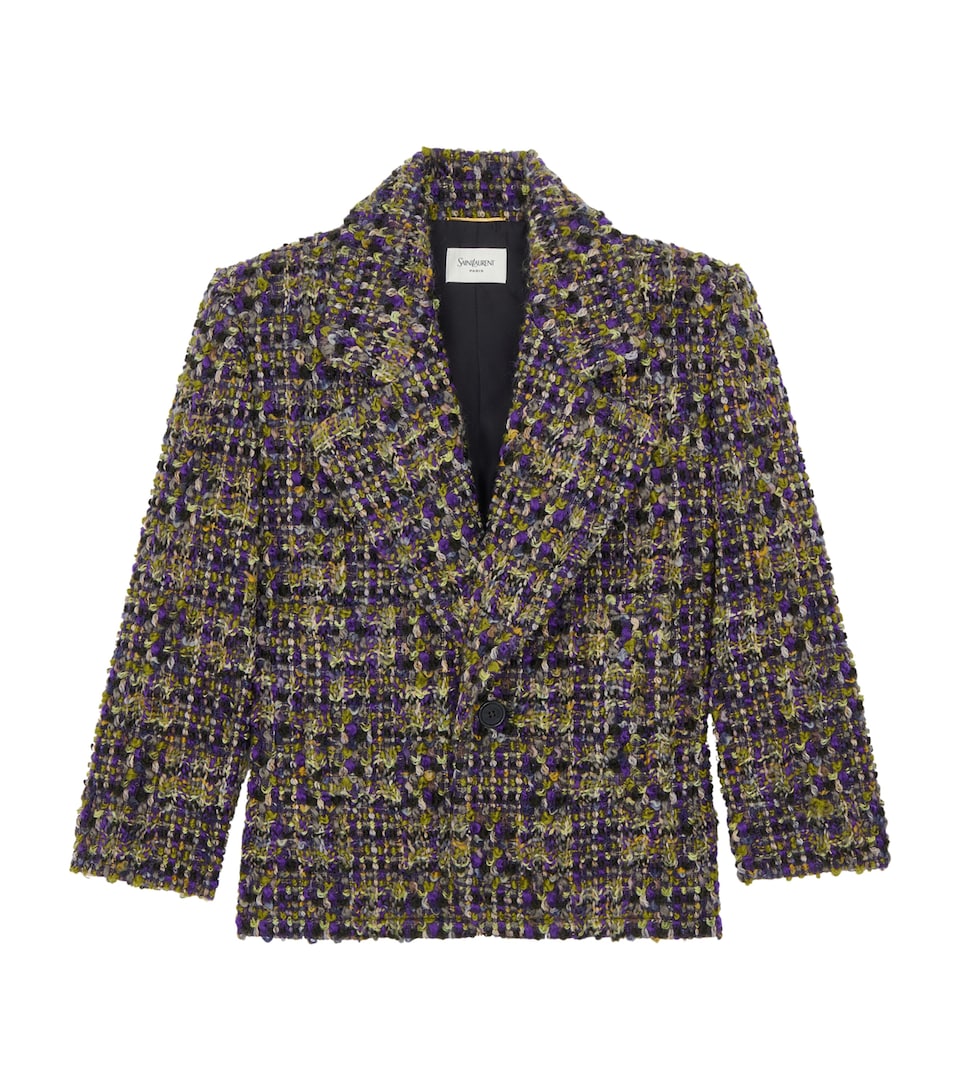 Saint Laurent Womens Tweed Single-Breasted Blazer