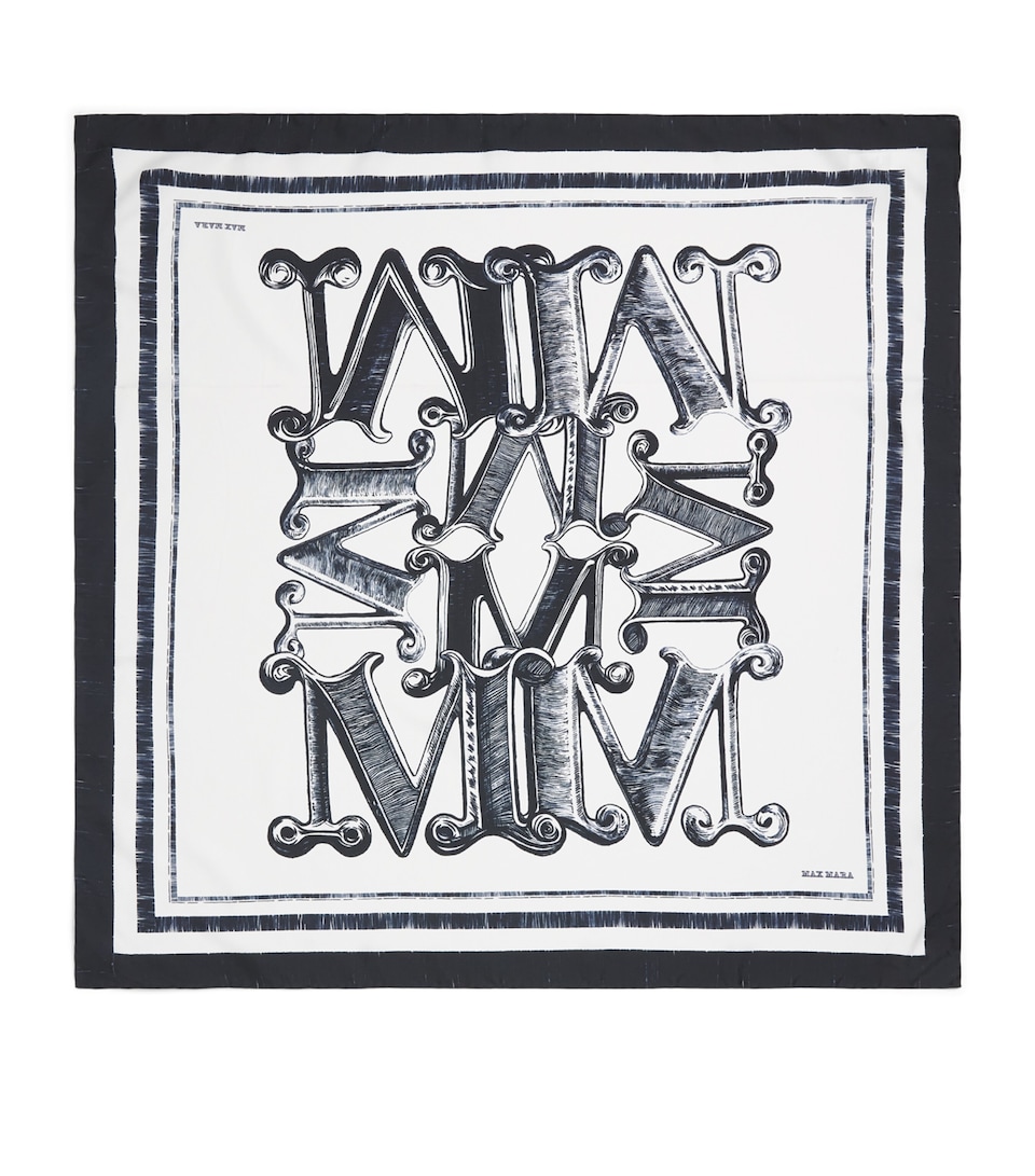Max Mara Silk Logo Scarf Ultramarine
